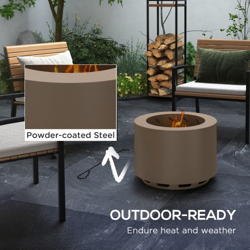 Outsunny Smokeless Fire Pit, 19" Portable Wood Burning Firepit with Poker, Low Smoke Camping Bonfire Stove for Backyard Patio Picnic, Stainless Steel, Bronze、、eastwooduniform