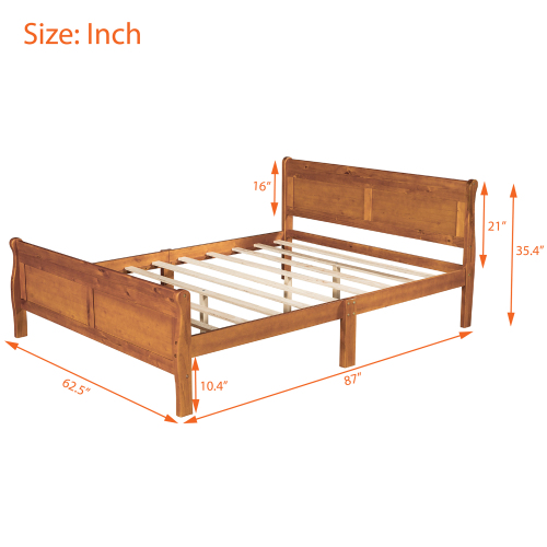 Wood Platform Bed Twin Bed Frame Mattress Foundation Sleigh Bed with Headboard/Footboard/Wood Slat Support、、casual