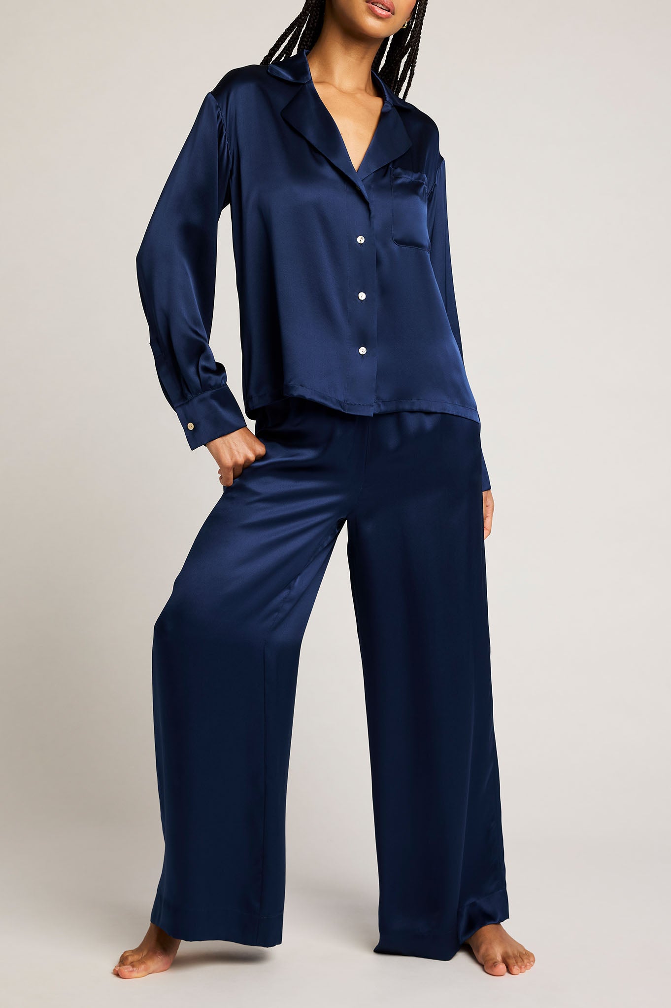 Eclipse Silk Shirt in Navy、mySite、bengalsvssteelers