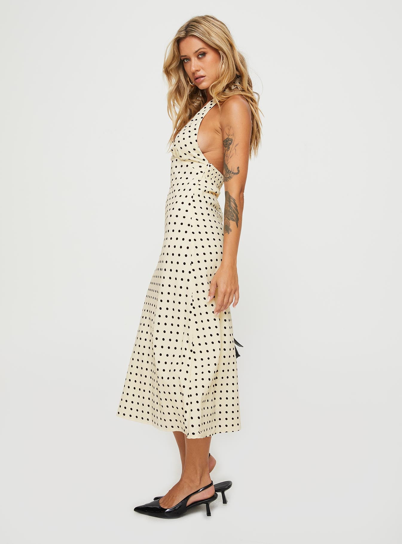 Kimbelle Halter Maxi Dress Cream / Polka Dot、mySite、solidvoid