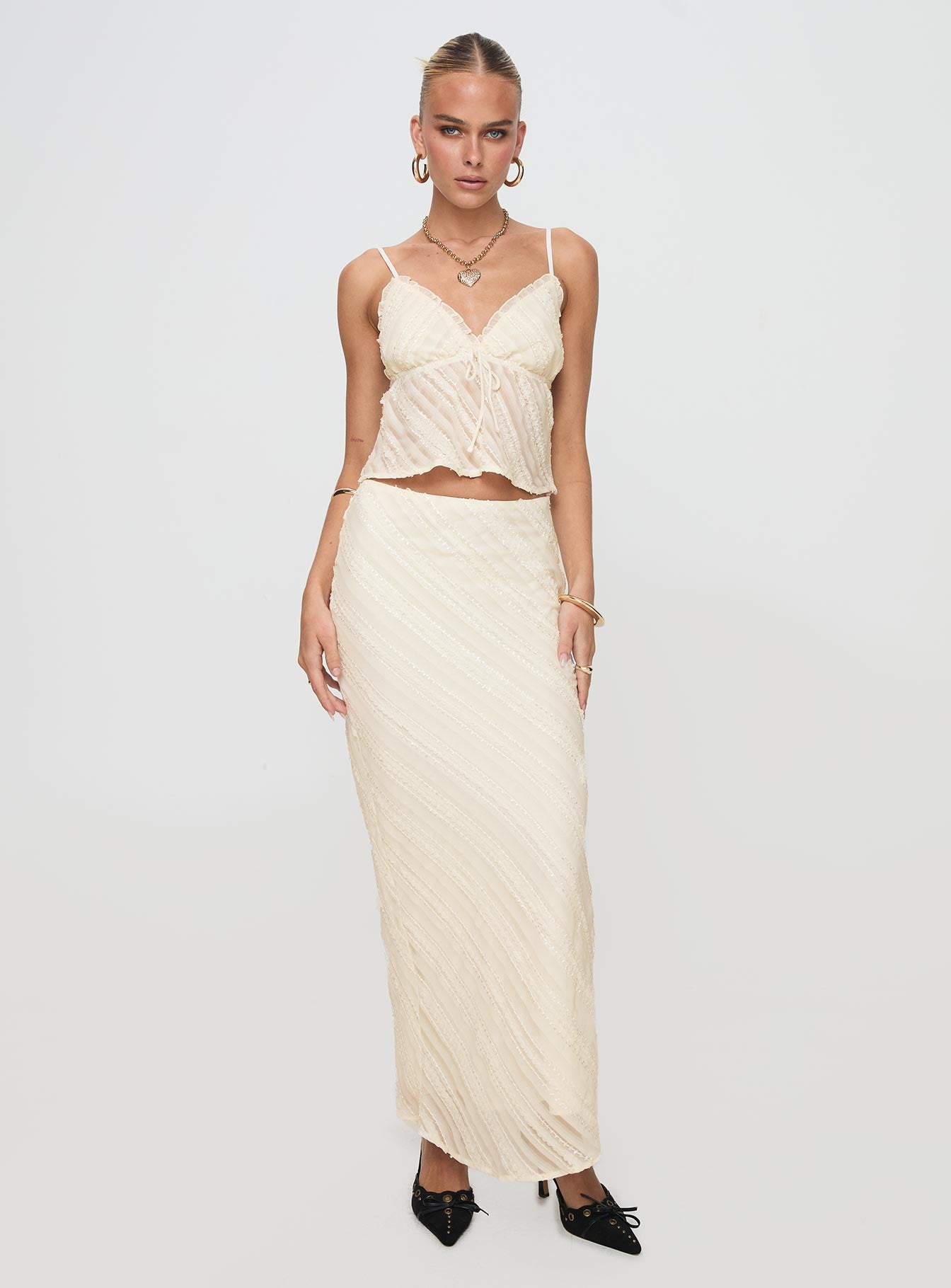 Jacintha Maxi Skirt Cream、mySite、solidvoid