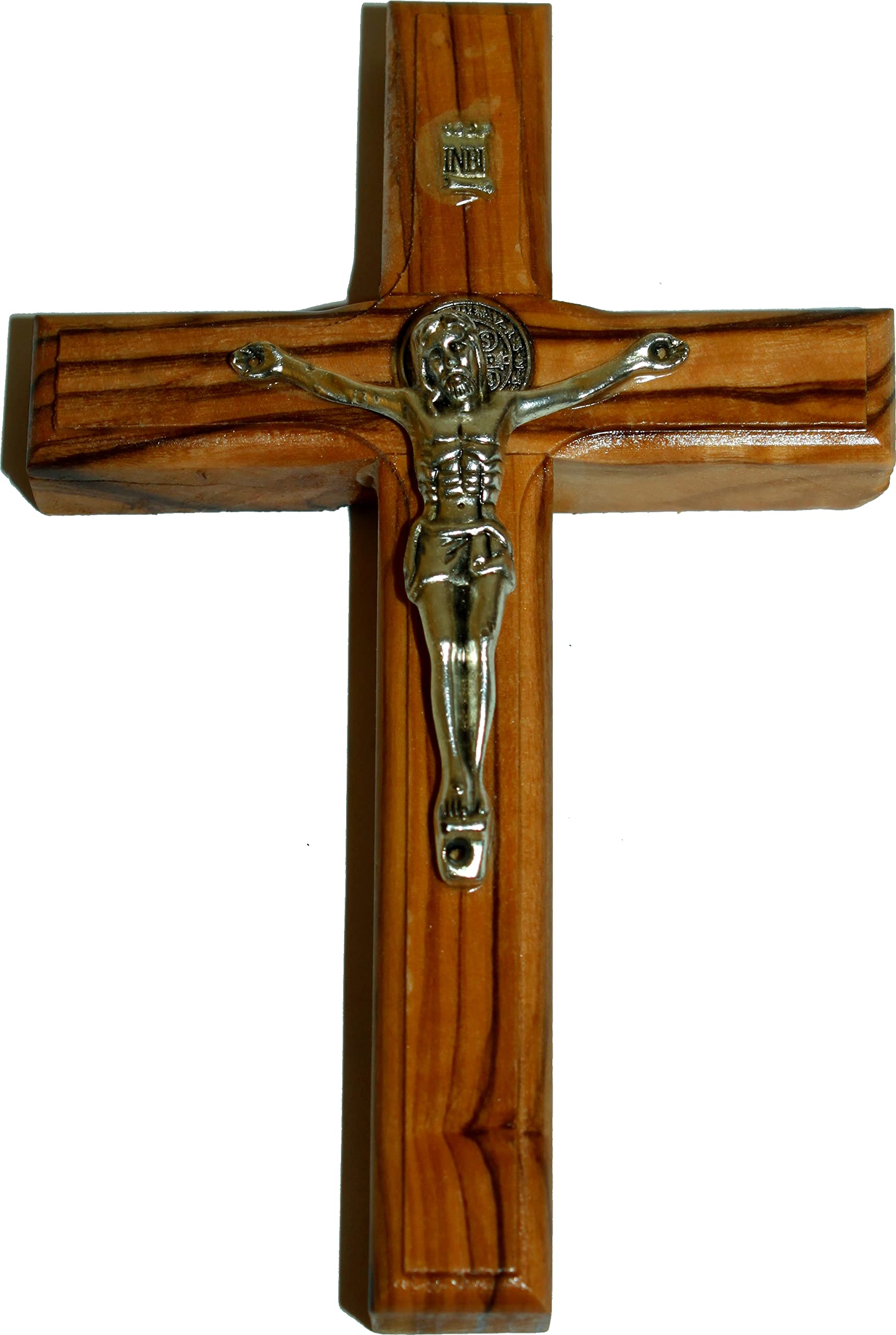  Holy Land Market Saint Benedict Wall Crucifix Handmade Silver Tone Corpus - 5 Inches、mySite、elrpsem3k