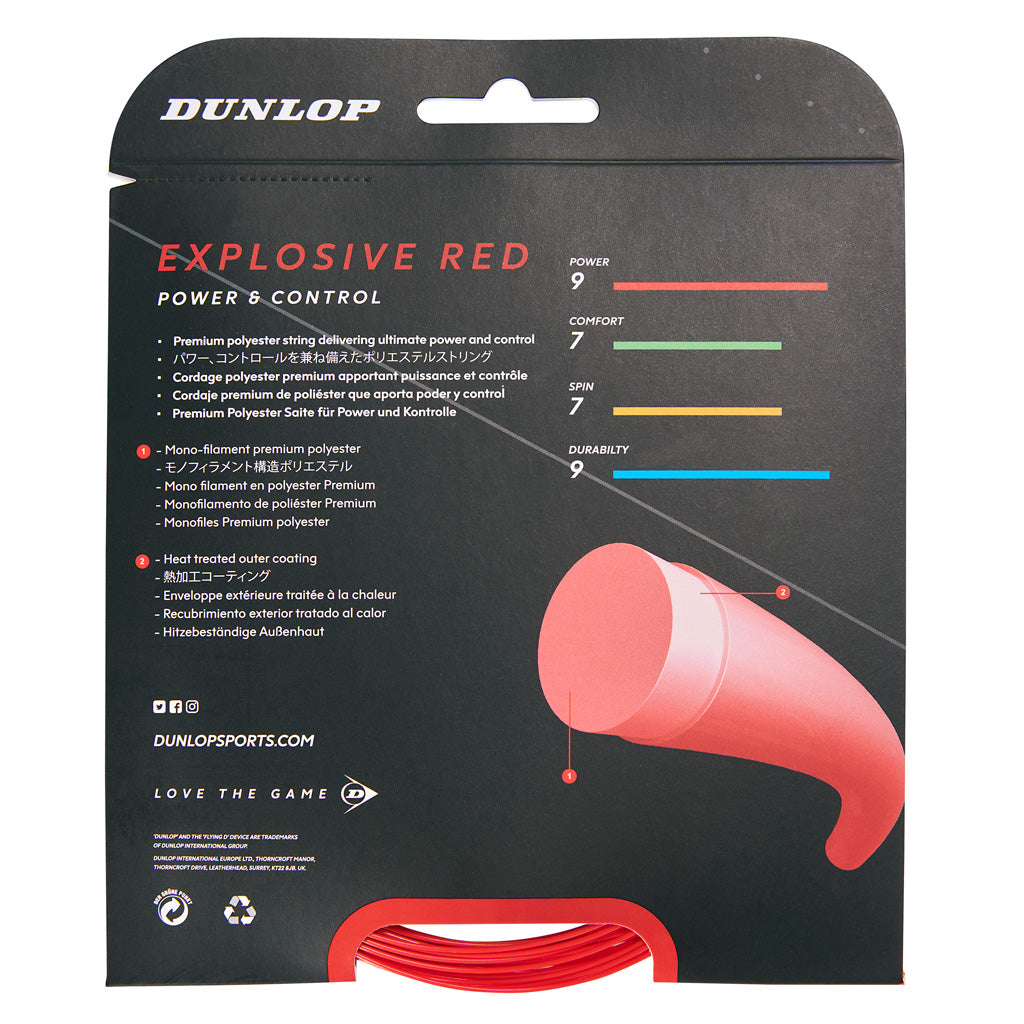 Dunlop Explosive Red 17/1.25 Tennis String (Red)