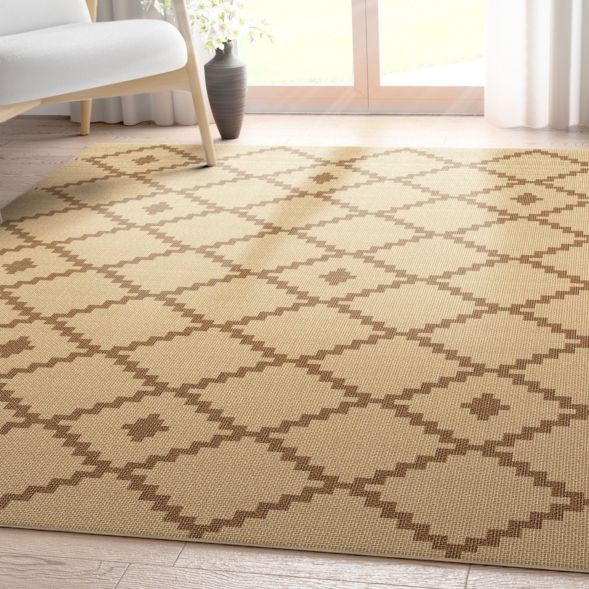 Faux-Jute Akita Moroccan Lattice Flatweave Rug、mySite、gigharbornorthrealestate
