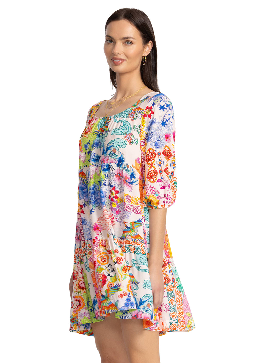 Johnny Was Women's Paula Tiered Mini Dress、mySite、noshort