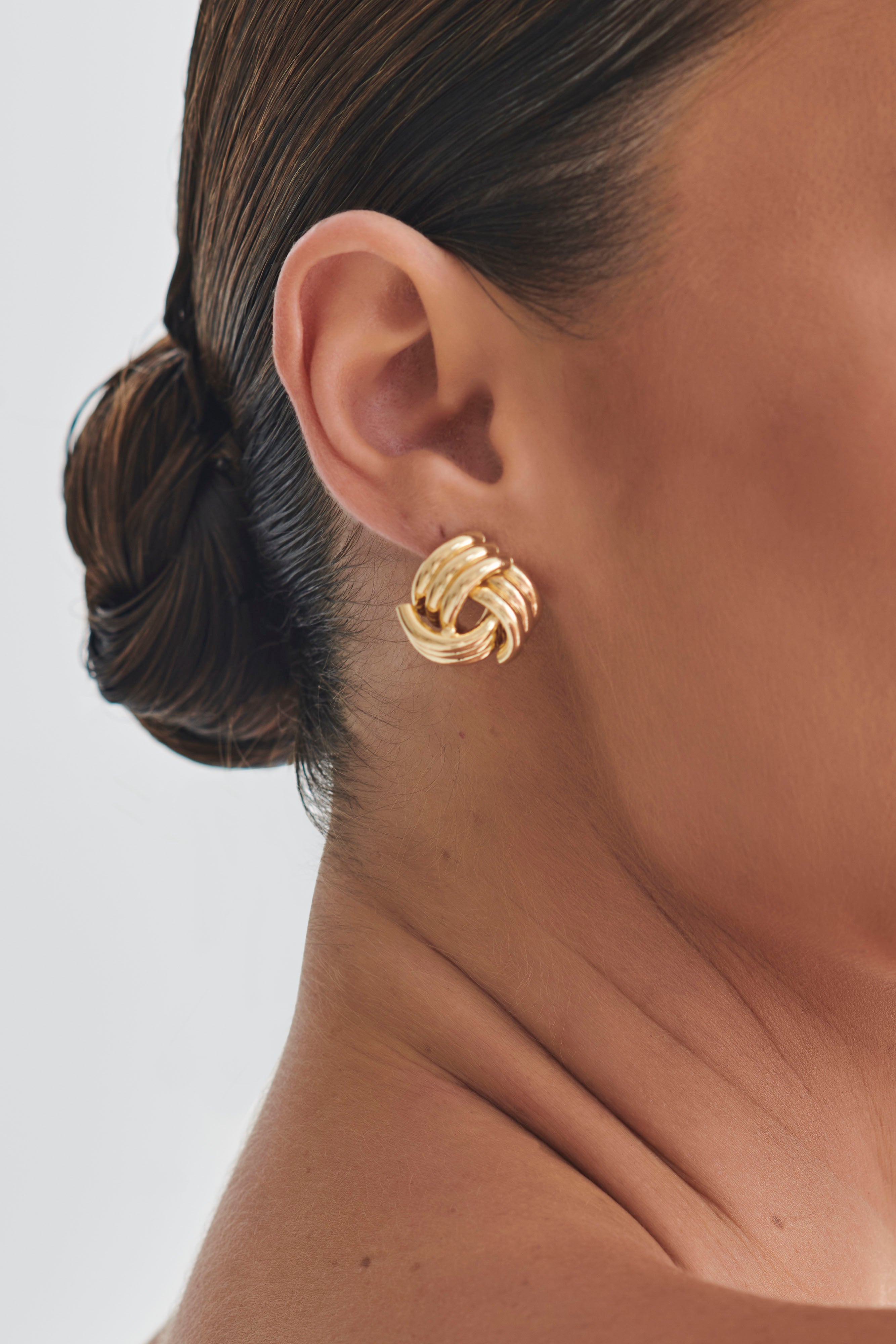 Rowan Knotted Earrings - Gold、mySite、solidvoid