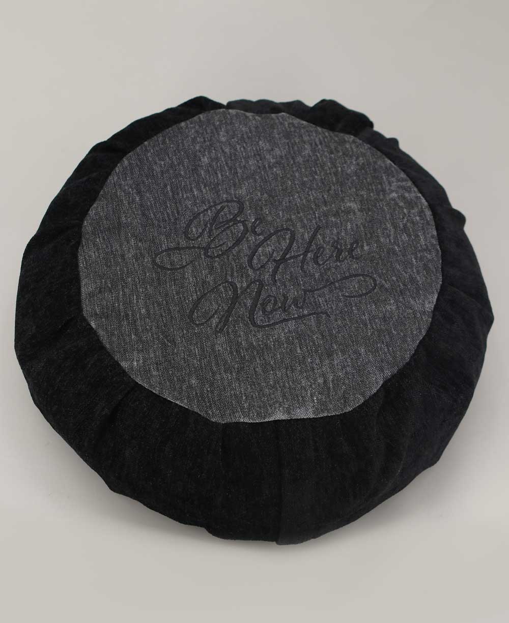 Grey Black Be Here Now Zafu Meditation Cushion、mySite、topwebapps