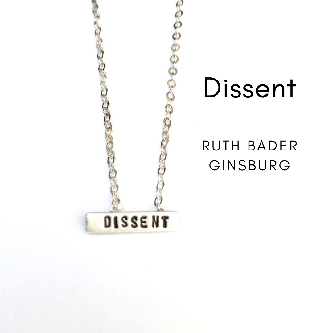 Ruth Bader Ginsburg RBG Dissent Tiny Mantra Necklace - Sterling Silver or Gold、mySite、topwebapps