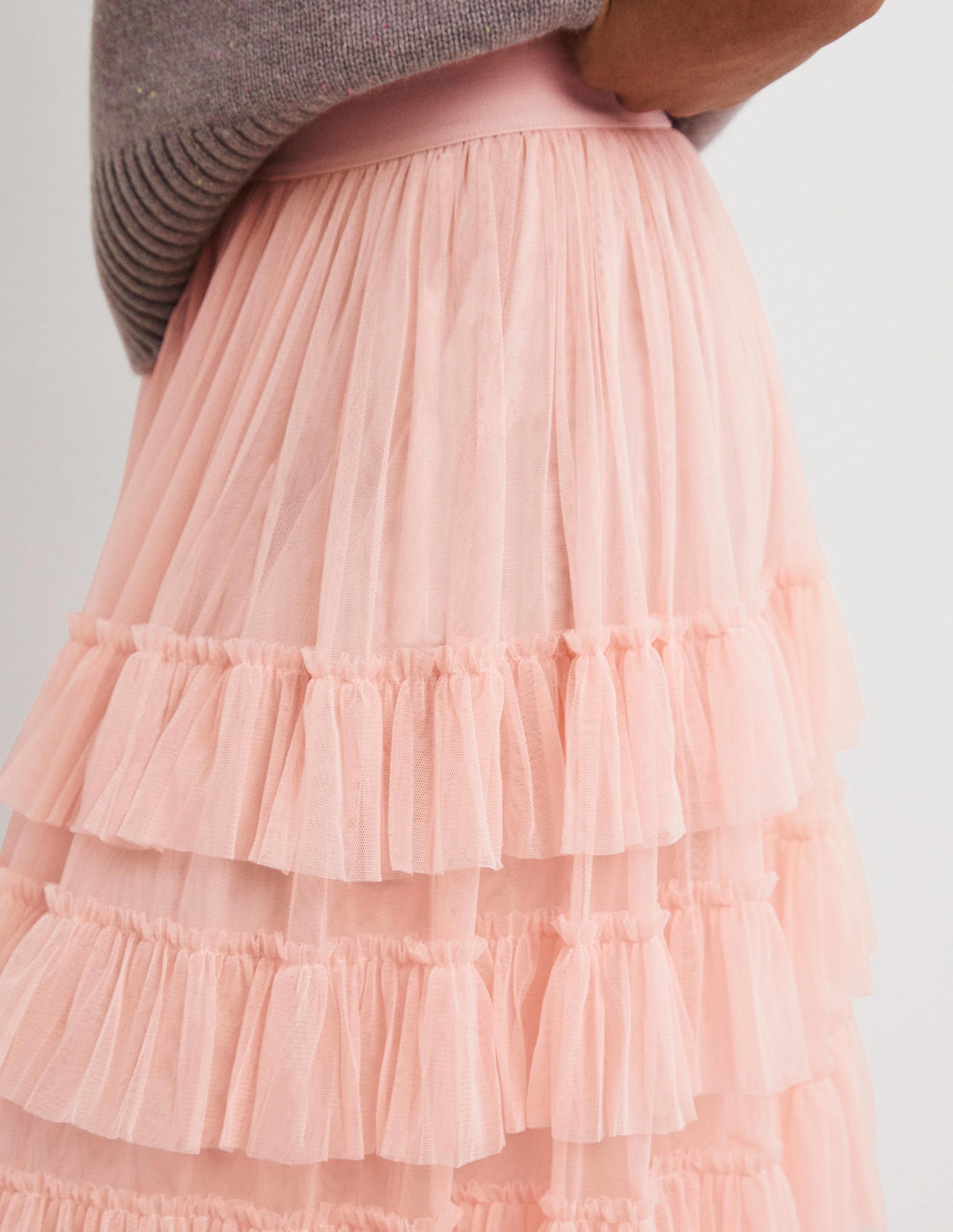  Pink Ruffle Tulle Midi Skirt-Antique Rose、mySite、ashleygrahame