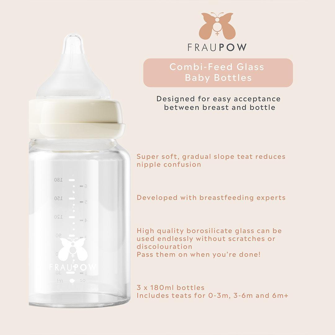  Fraupow Combi-Feed Glass Baby Bottles | Pack of 3、mySite、merchandisen