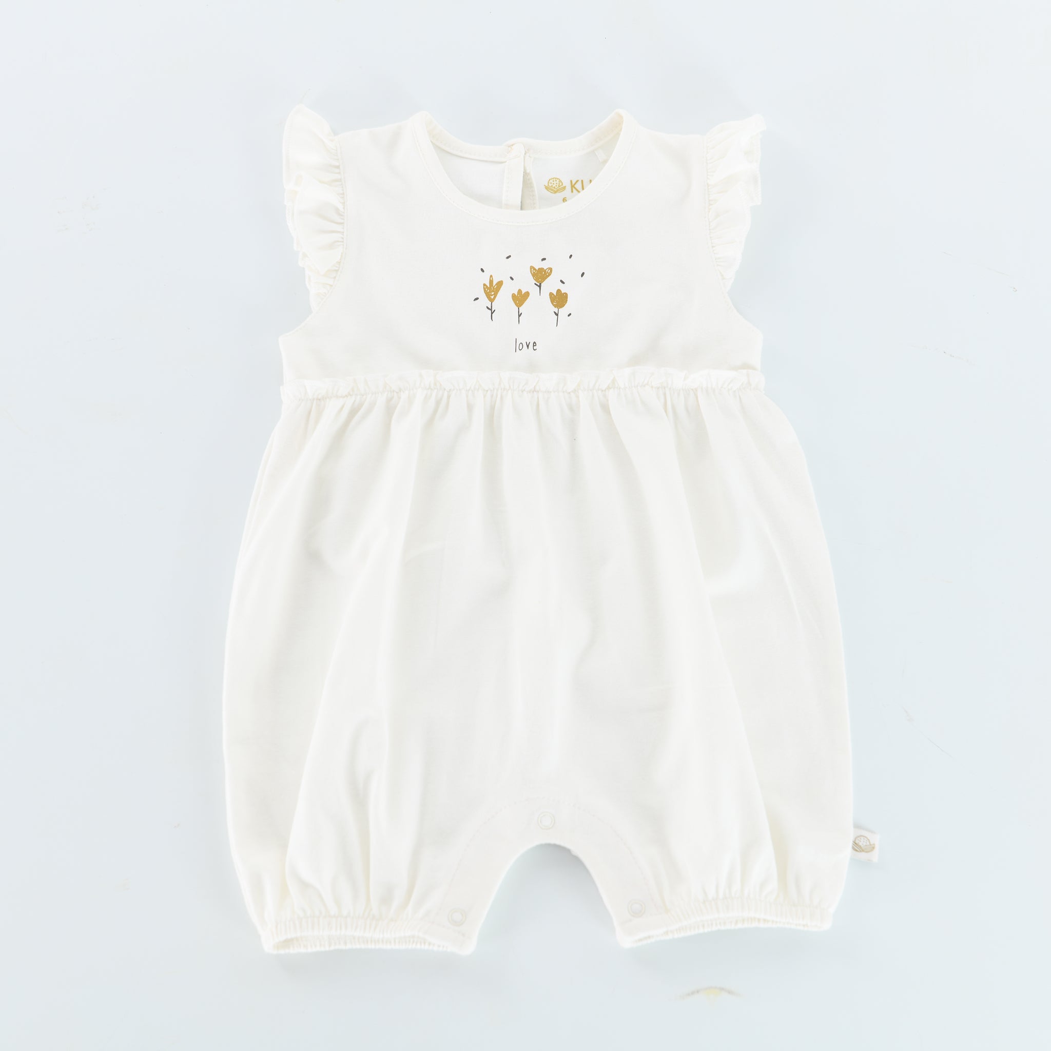 RETIRED - Kudaa Organic Frilly Romper - Bunny White、mySite、g9winljtr