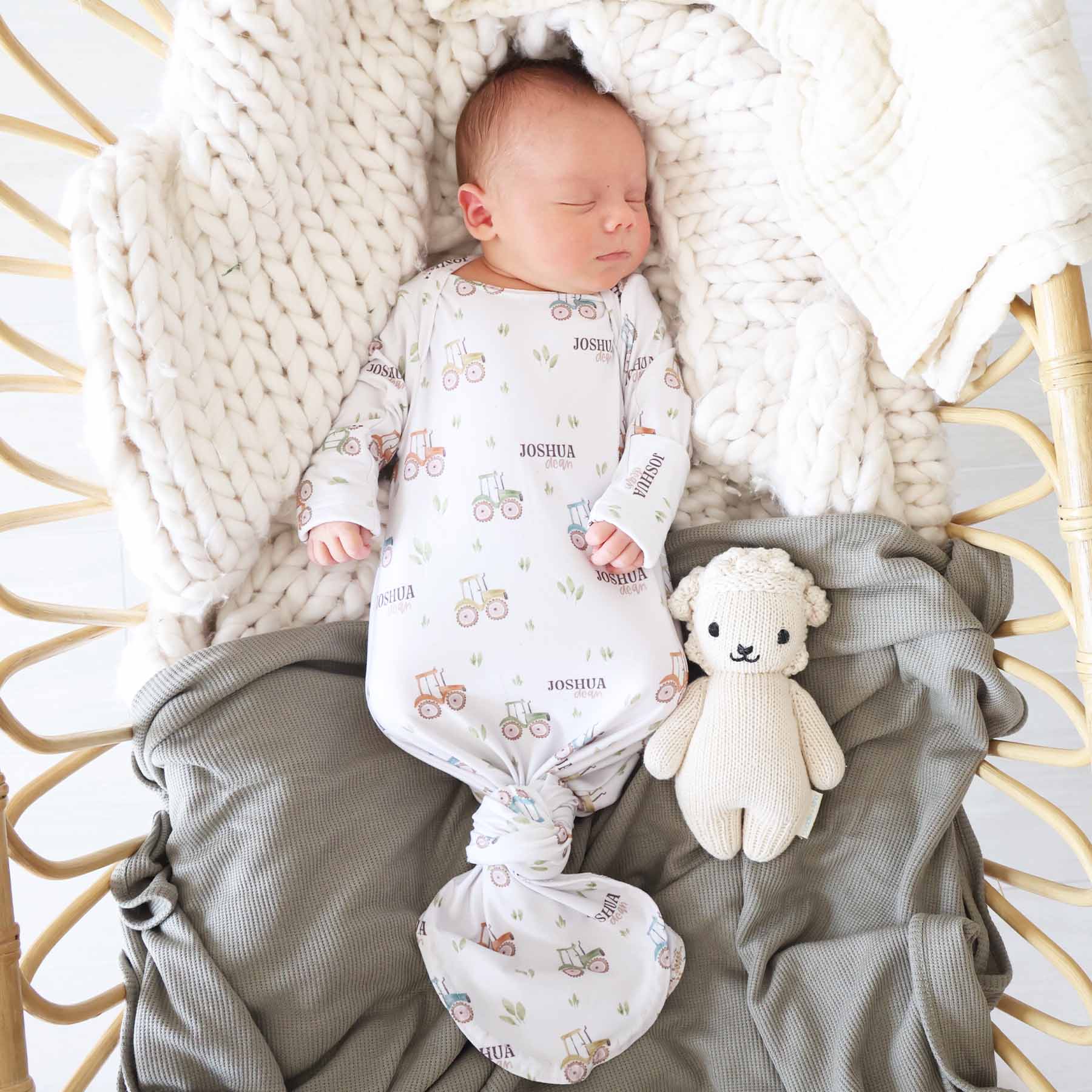  Little Farmer Personalized Newborn Baby Knot Gown、mySite、layawaytickets