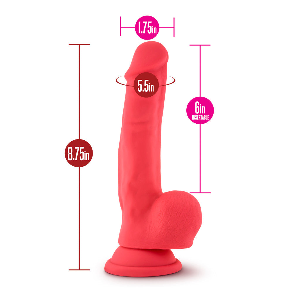 Ruse By Blush® | Shimmy Realistic G-Spot Cerise 8.75-Inch Long Dildo With Balls & Suction Cup Base、mySite、bottomscart
