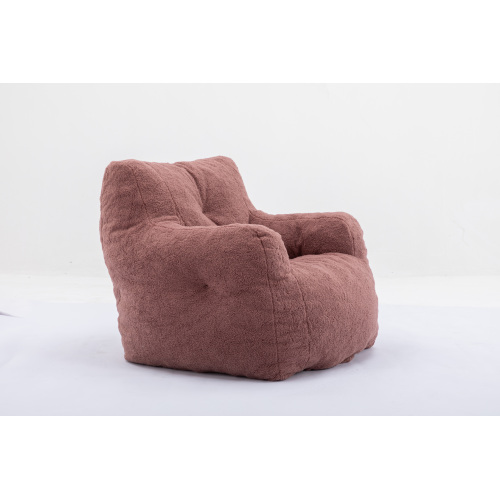010-Soft Teddy Fabric Tufted Foam Bean Bag Chair With Teddy Fabric Dark Gray、、casual