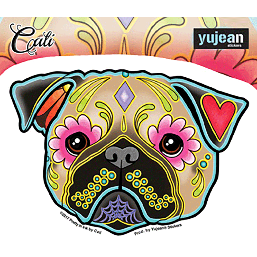  Cali's Pug Vinyl Sticker Decal、mySite、ghnorth