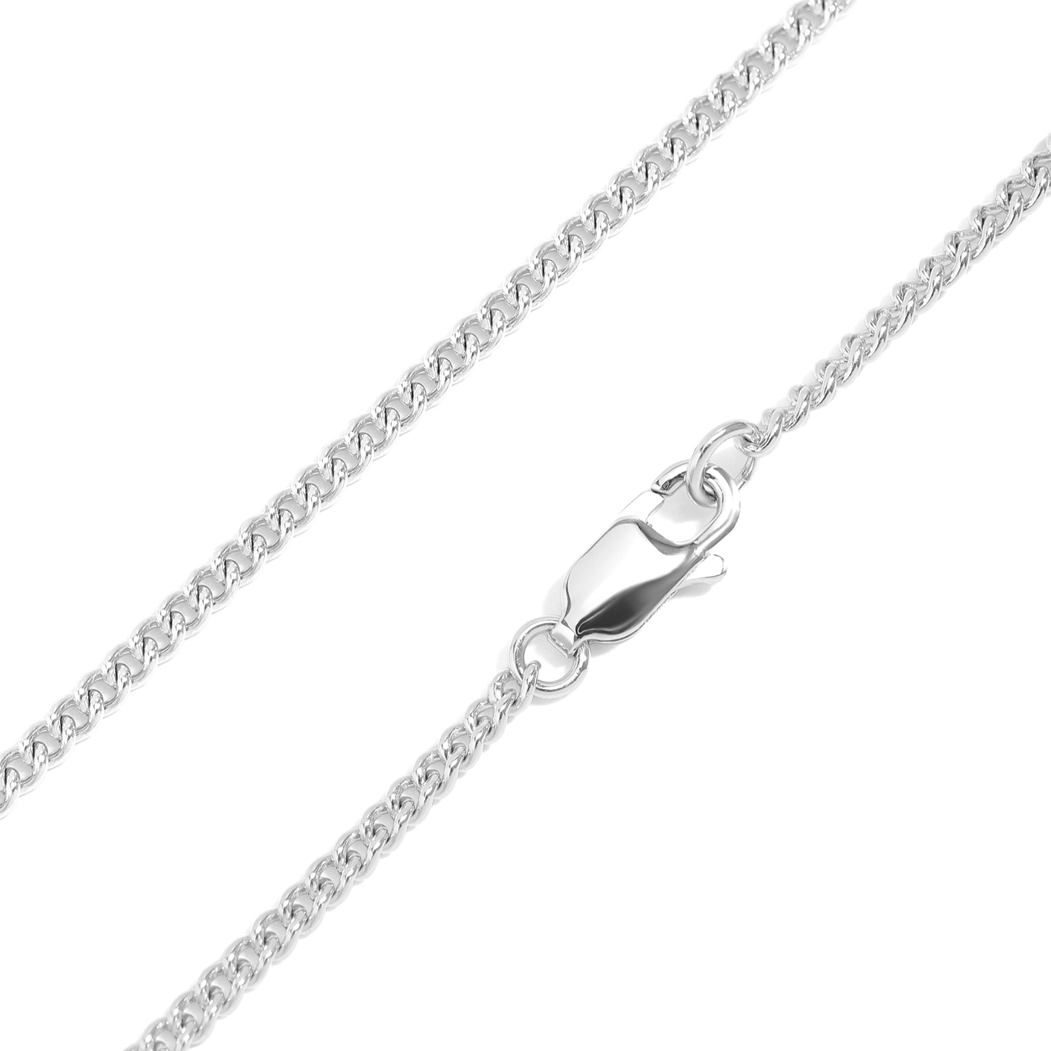 Sterling Silver Platinum Plated Diamond Cut Curb Chain / SSC0002、mySite、dreamappss