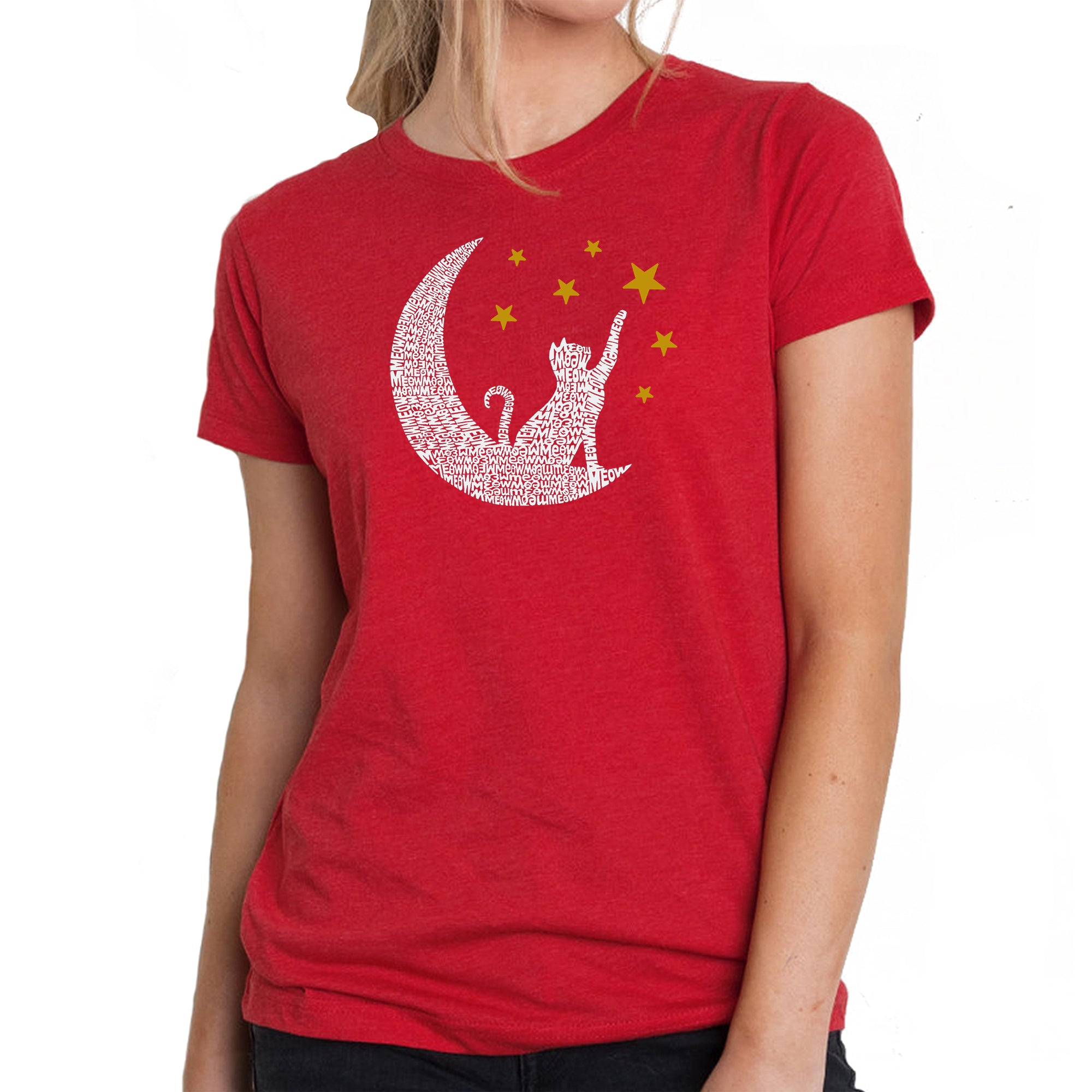 Cat Moon - Women's Premium Blend Word Art T-Shirt、mySite、camillekostekn