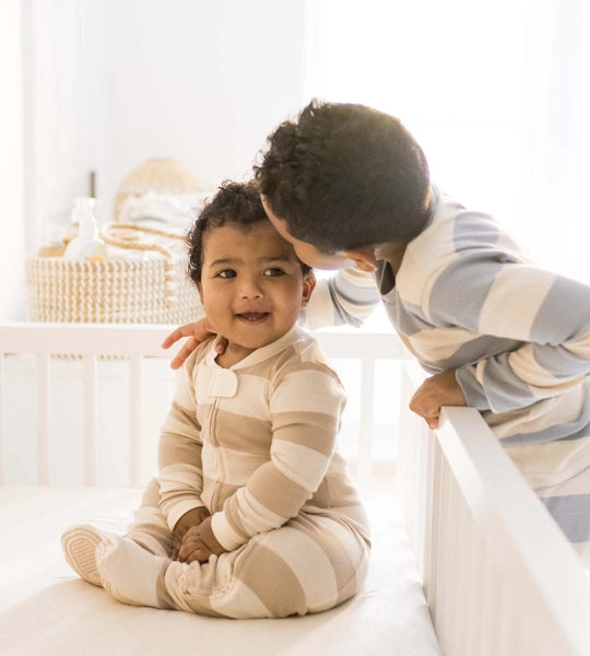 Mommy & Me Rugby Stripe Organic Cotton Pajamas - Oat、mySite、g9winljtr