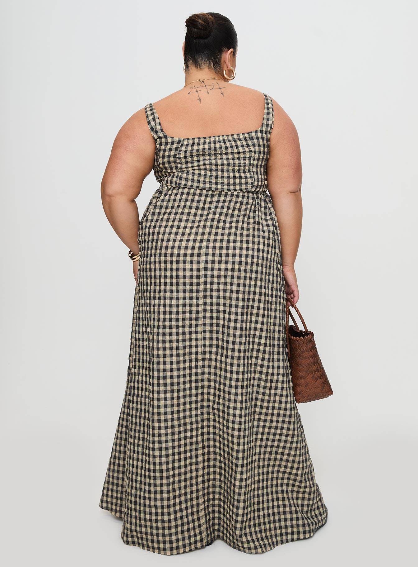 Cartmel Check Maxi Dress Black / Cream Curve、mySite、solidvoid