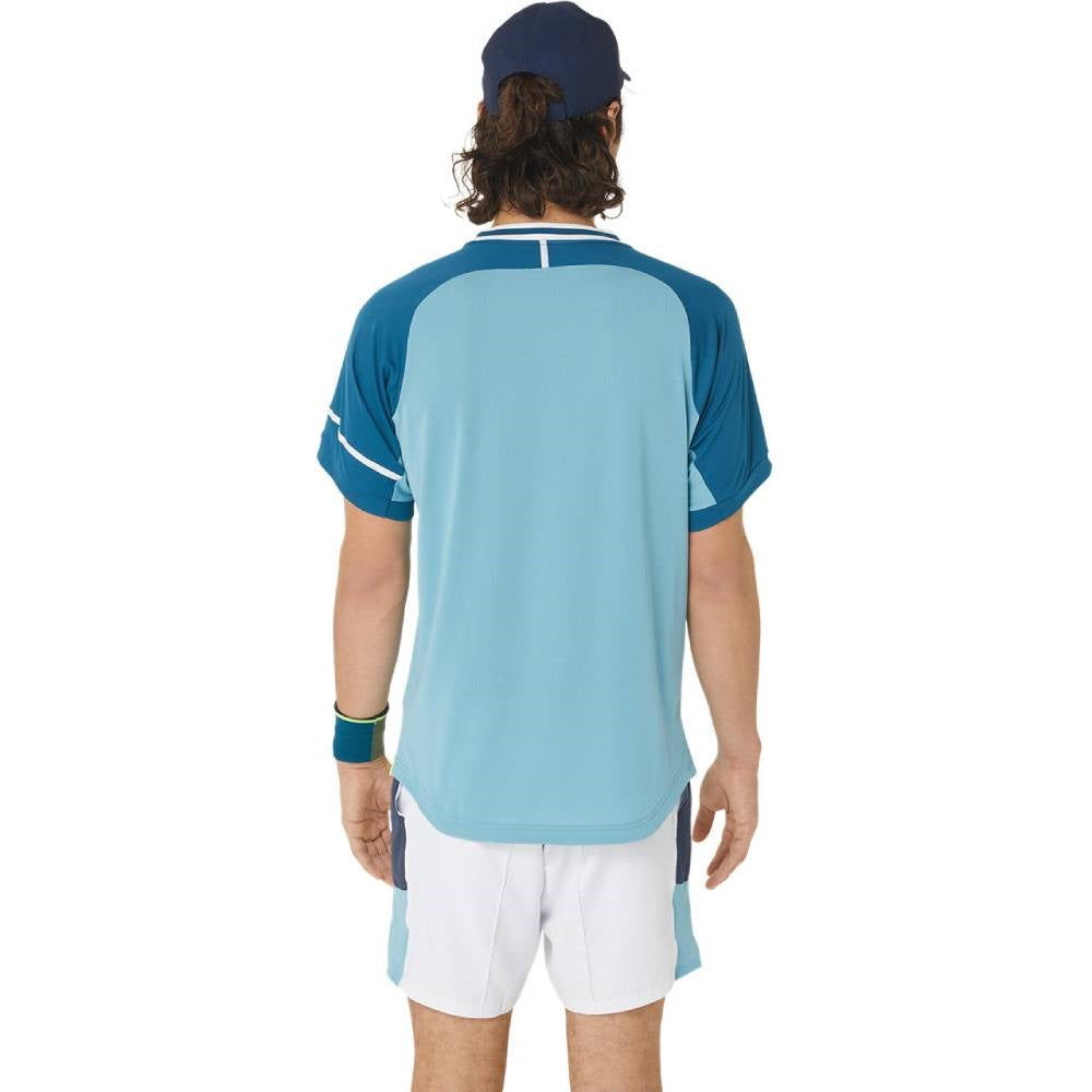 Asics Men's Match Short Sleeve Tee Top (Blue)