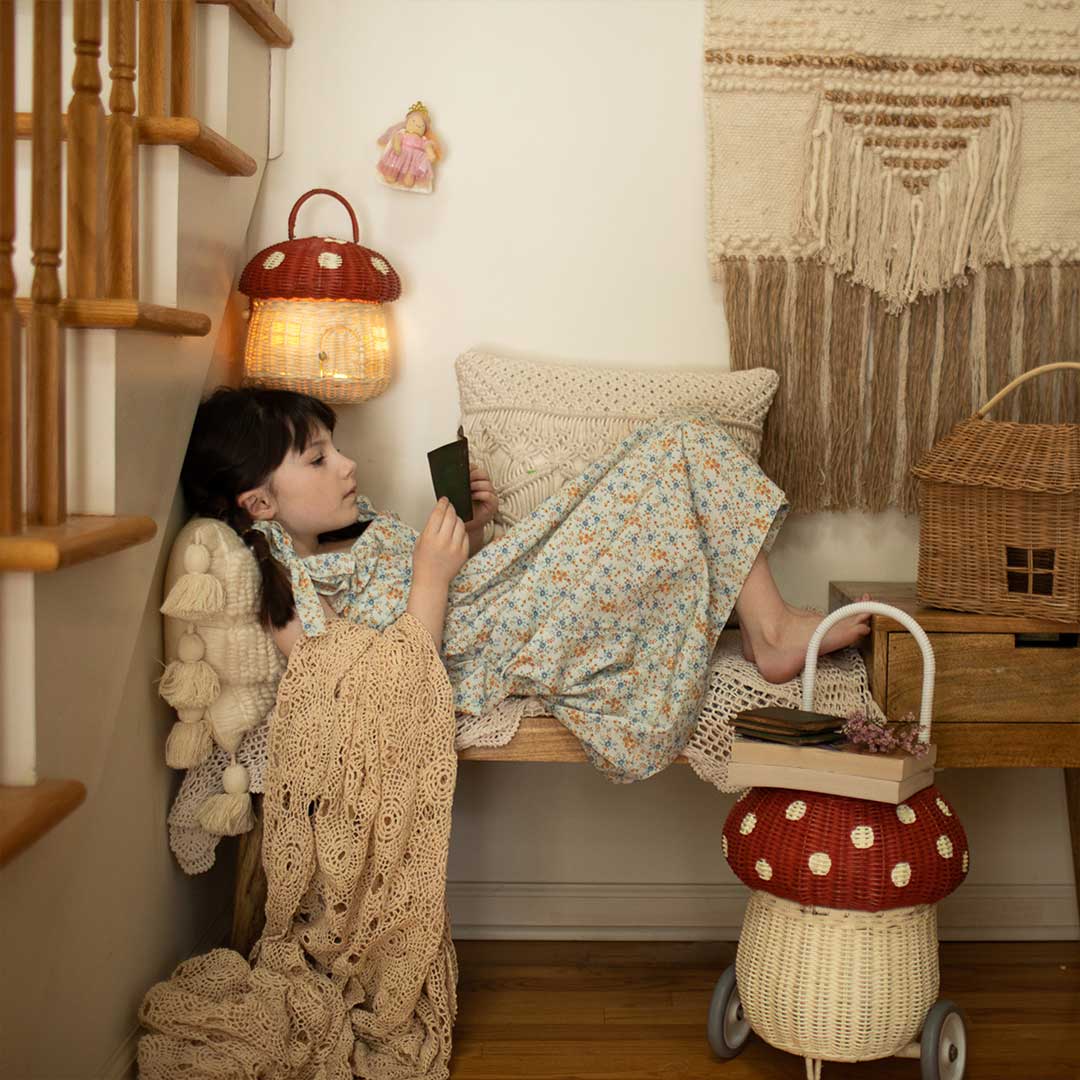  Olli Ella Rattan Mushroom Luggy - Red、mySite、merchandisen