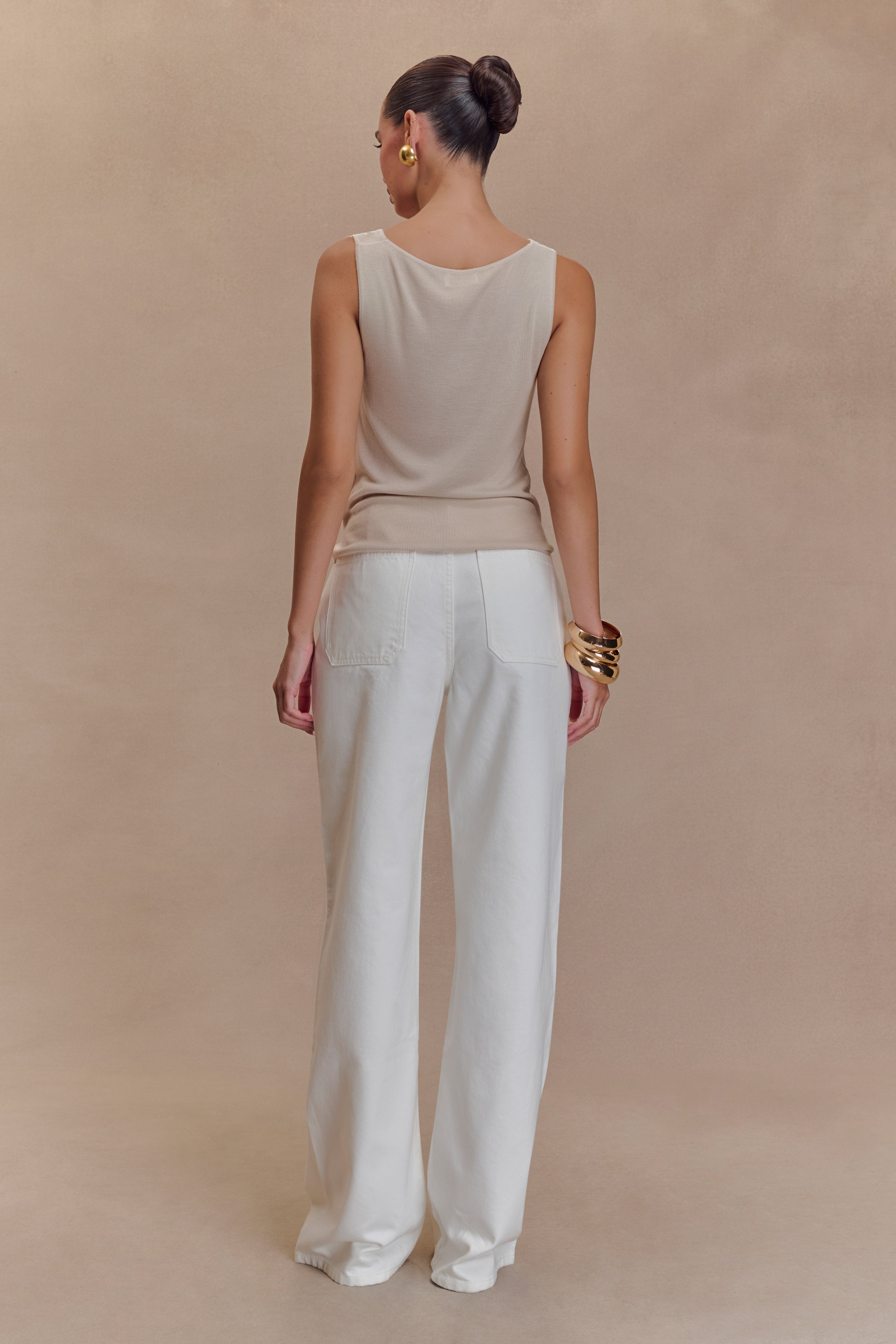 Caitlin Mid Rise Denim Flare Jeans - White、mySite、solidvoid