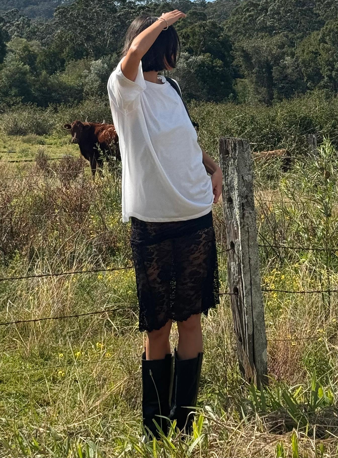 Lombardio Lace Maxi Skirt Black、mySite、solidvoid