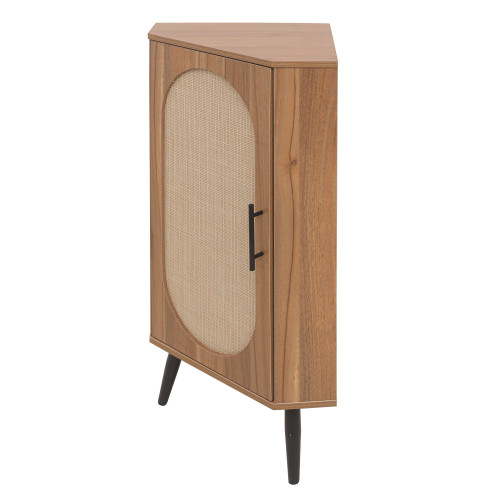 Corner cabinet ,Rattan door,Freestanding Corner Tables For Small Spaces, Corner Shelf Stand For Living Room, Kitchen, Bedroom、、xpatfood