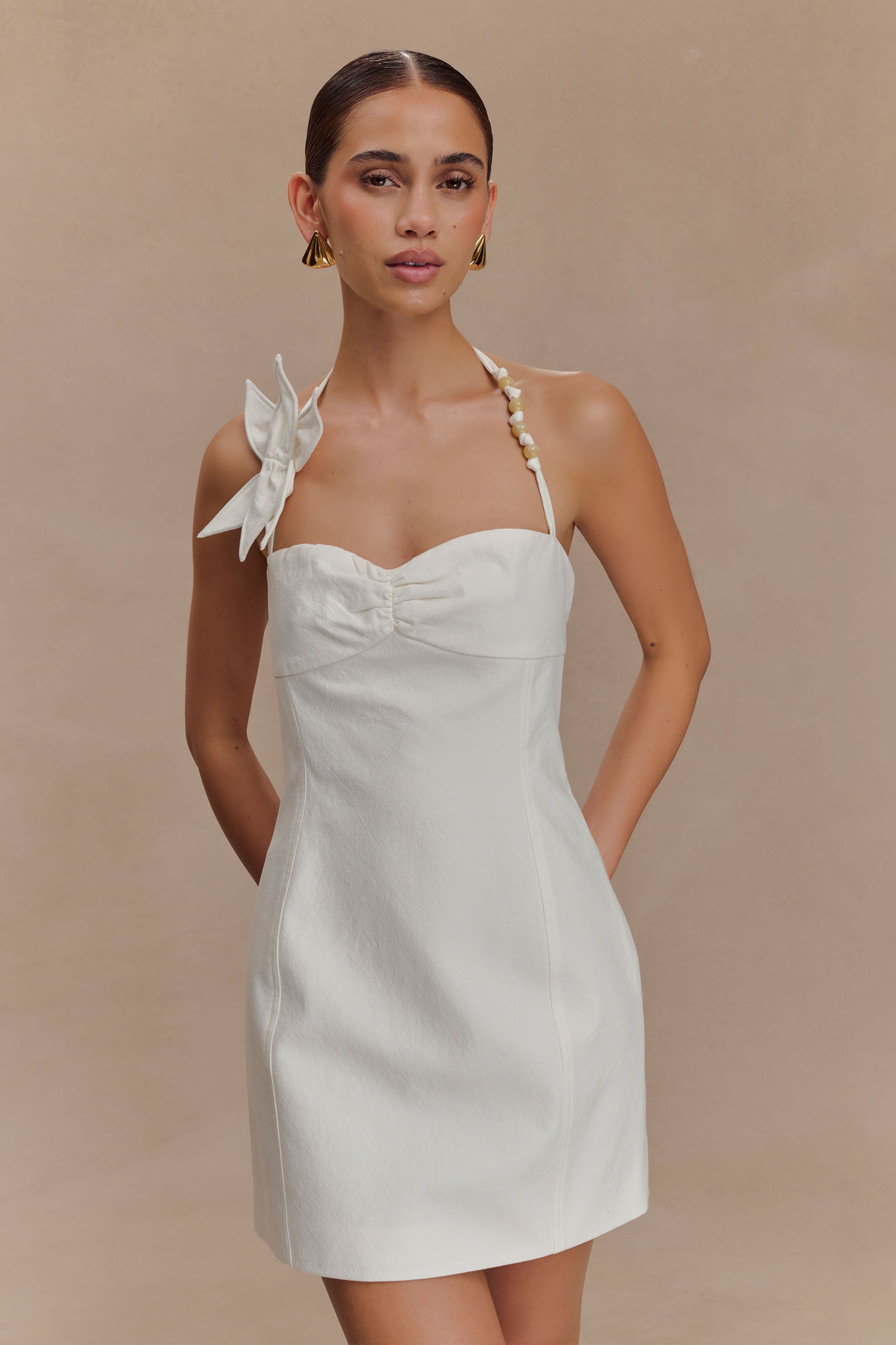 Reyes Cotton Floral Mini Dress - White、mySite、solidvoid