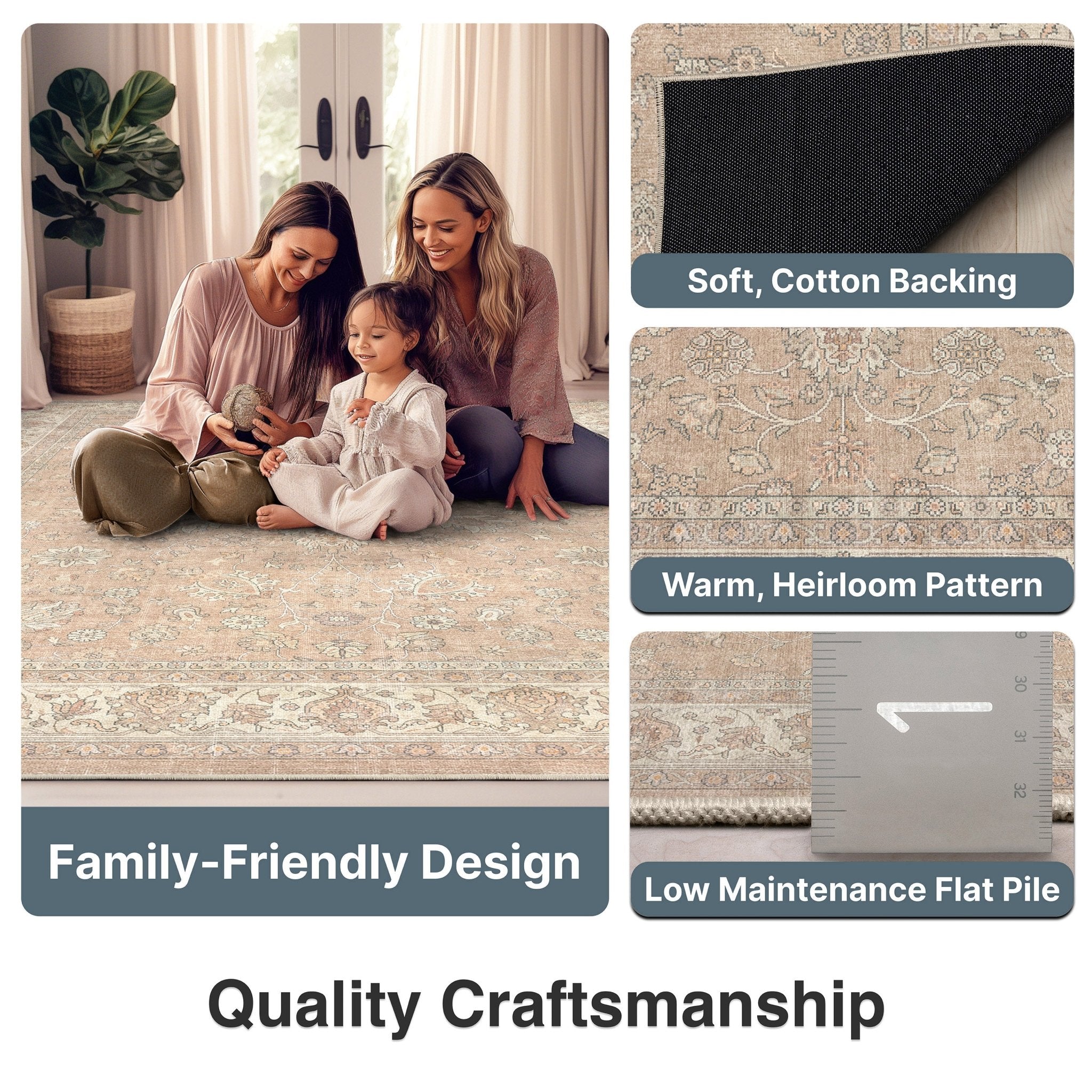 Rome Vintage Oriental Floral Flat-Weave Rug、mySite、gigharbornorthrealestate