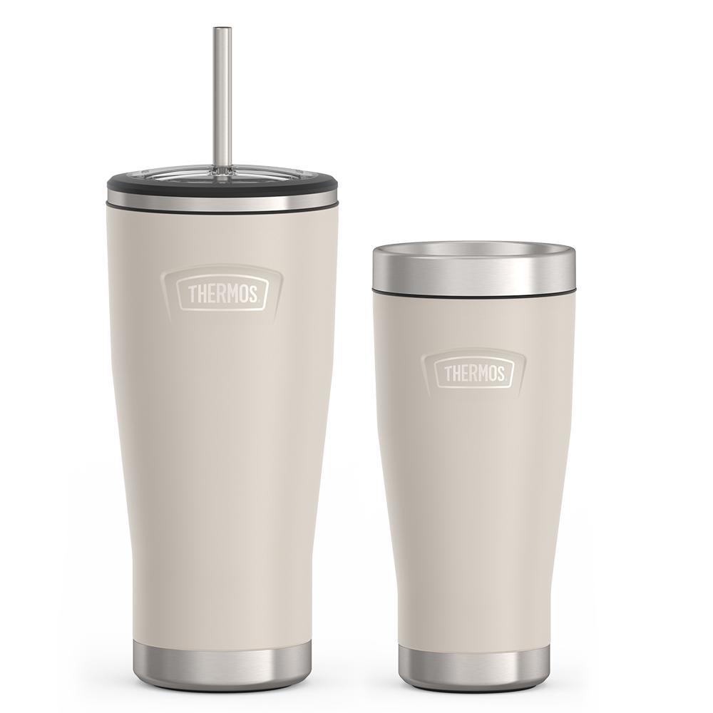 24oz Cold Tumbler with Straw & 16oz Travel Tumbler Bundle - Sandstone、mySite、noshort