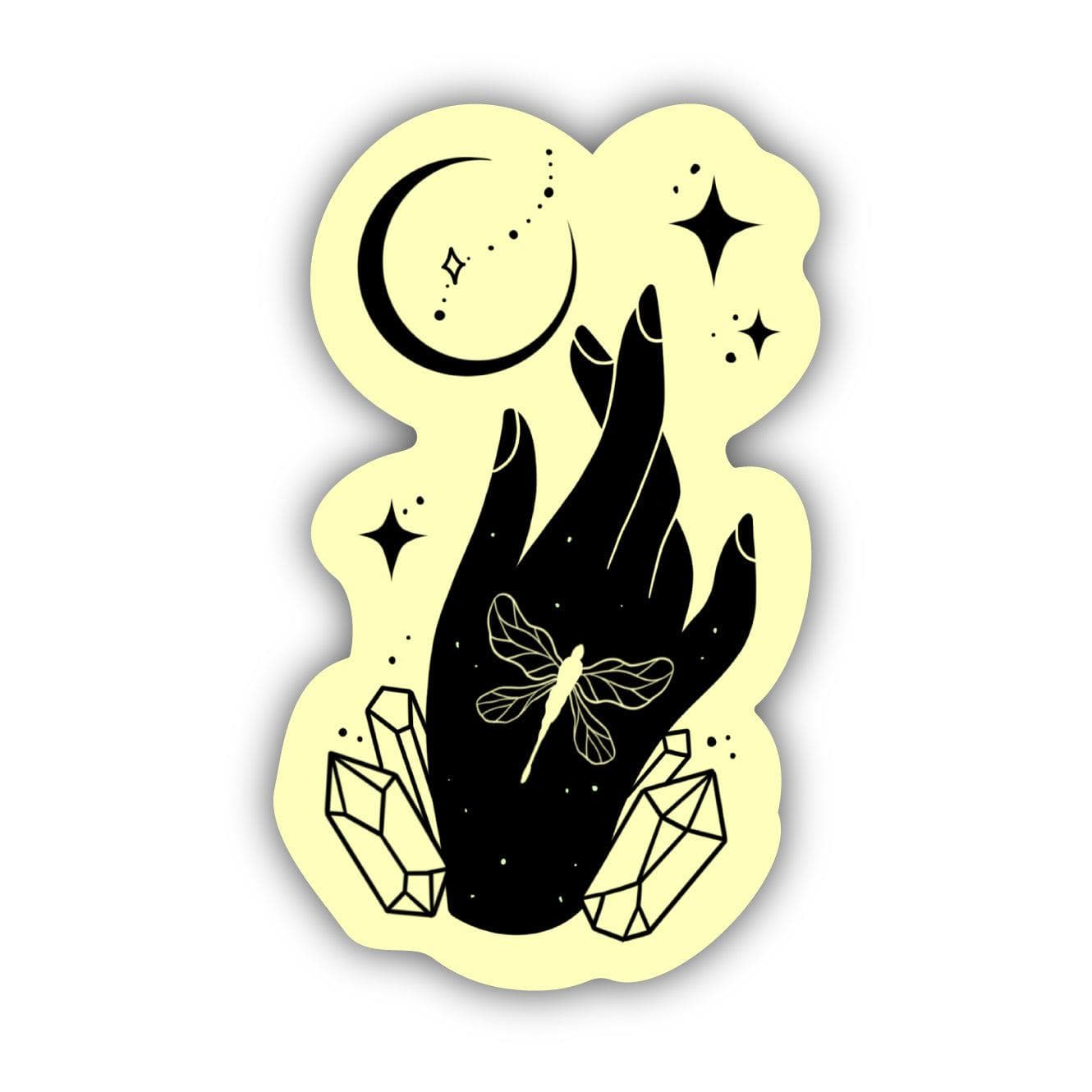  Mystic Crystals, Dragonfly, Moon, and Stars Sticker - Yellow、mySite、elrpsem3k