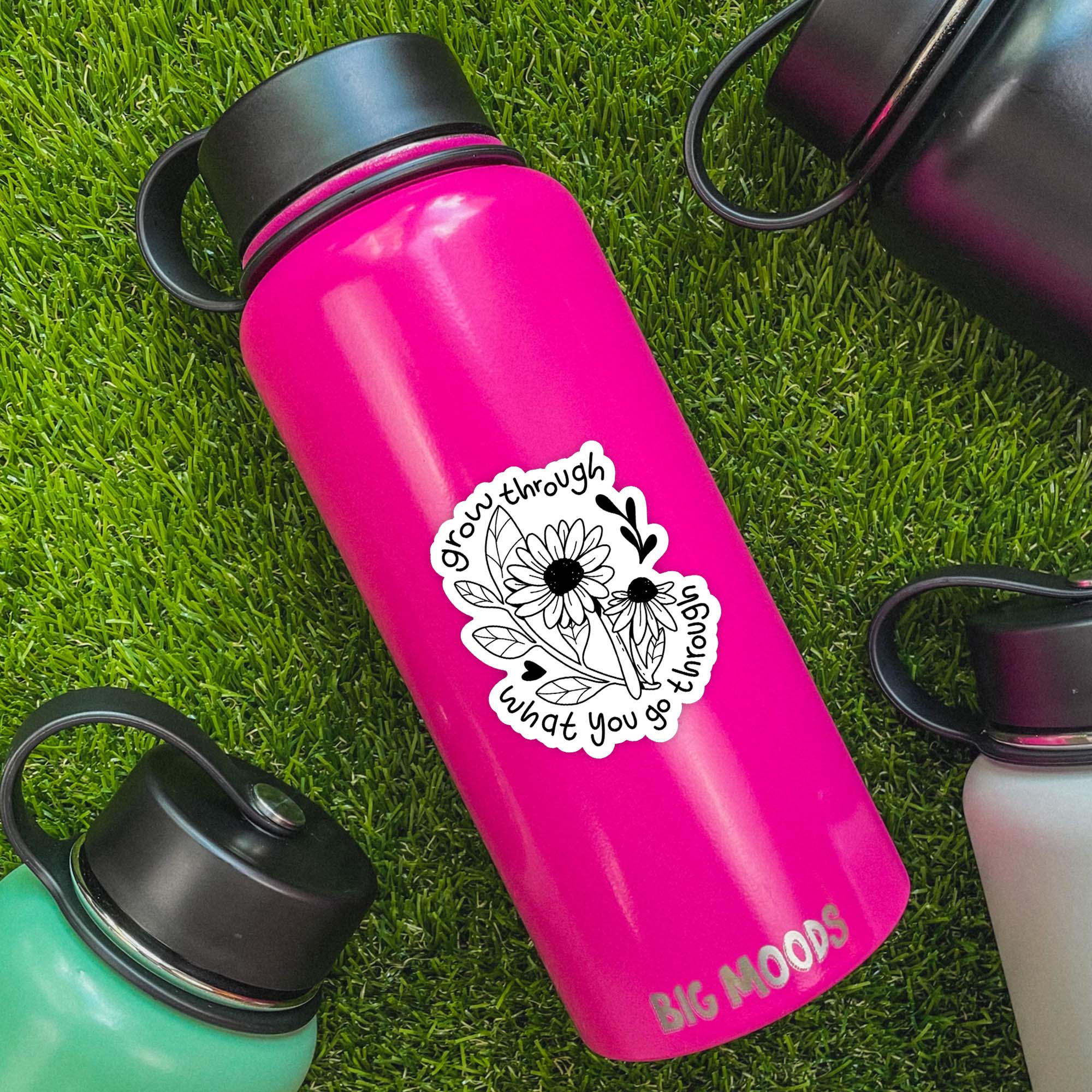 Grow Through What You Go Through Flowers - Positivity Sticker、mySite、ghnorth