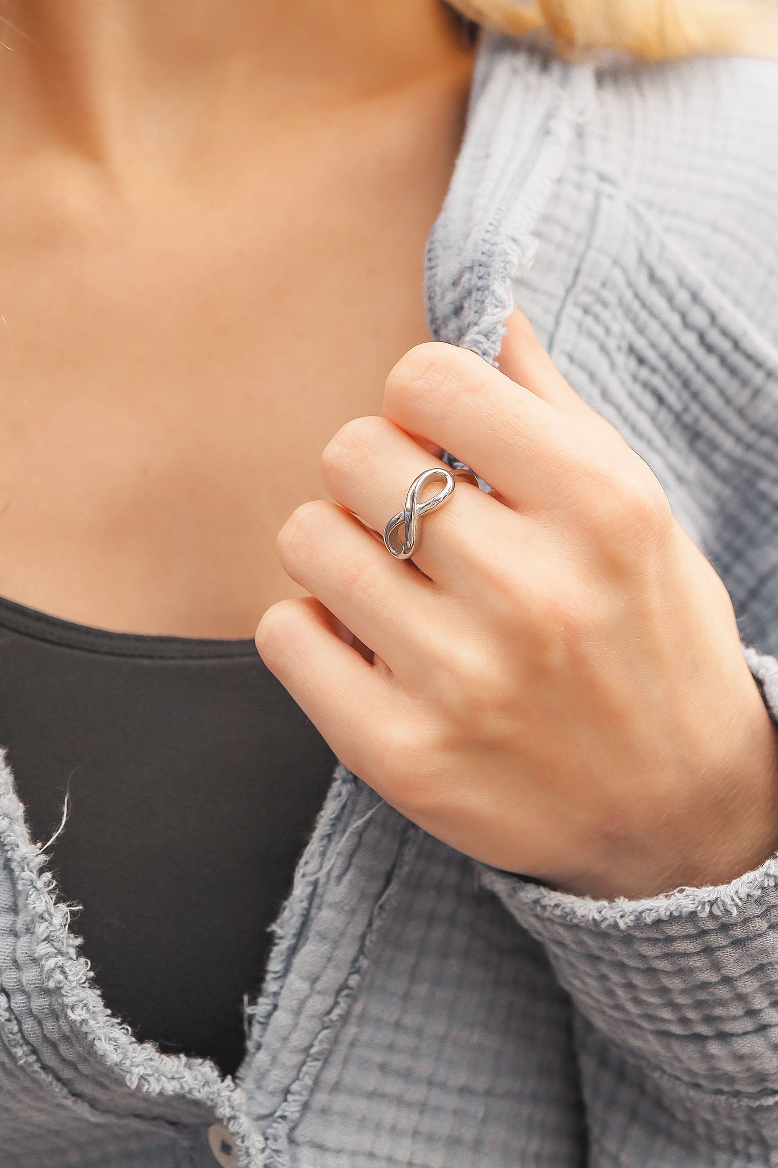 18K Gold PVD Stainless Steel Infinity Ring / SCR4083、mySite、dreamappss