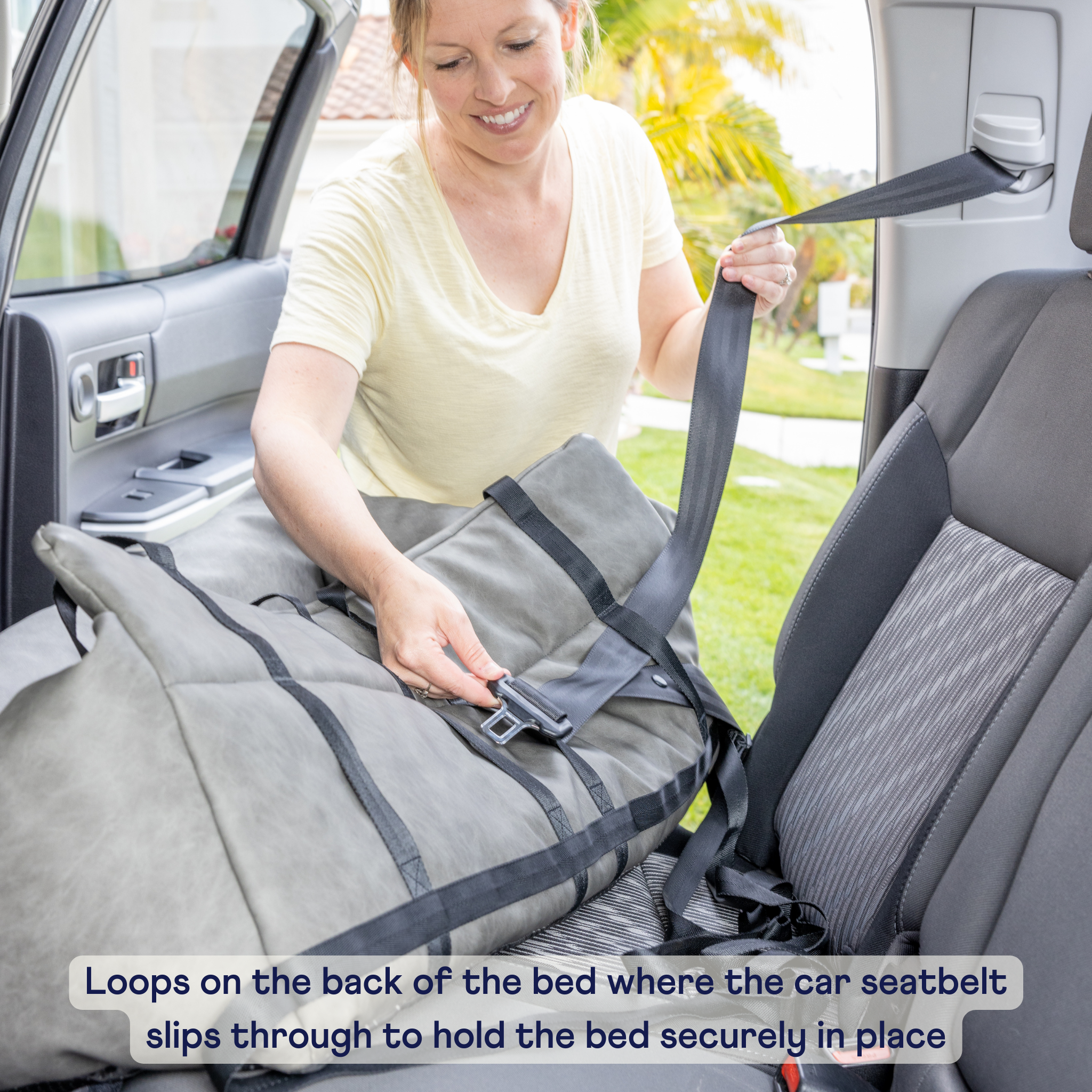 PupProtector™ Faux Leather Memory Foam Dog Car Bed - Camel、mySite、solidvoid