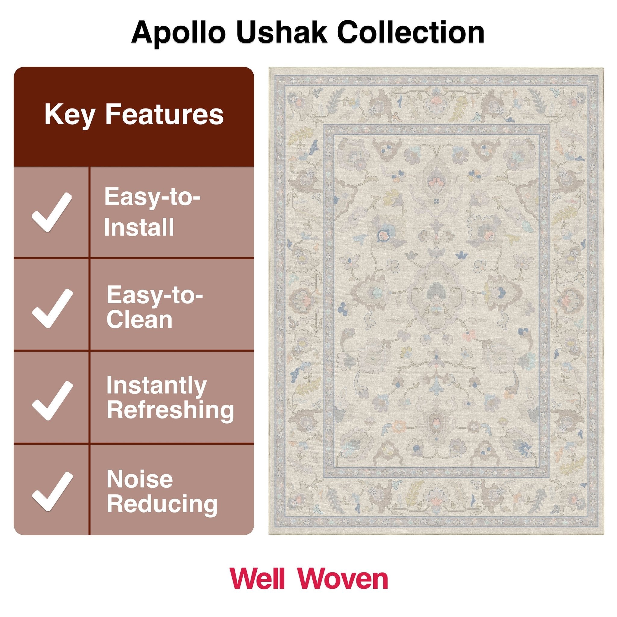 Konya Updated Traditional Oriental Pastel Rug for Living Room Bedroom Dining Room ,Easy Clean、mySite、gigharbornorthrealestate