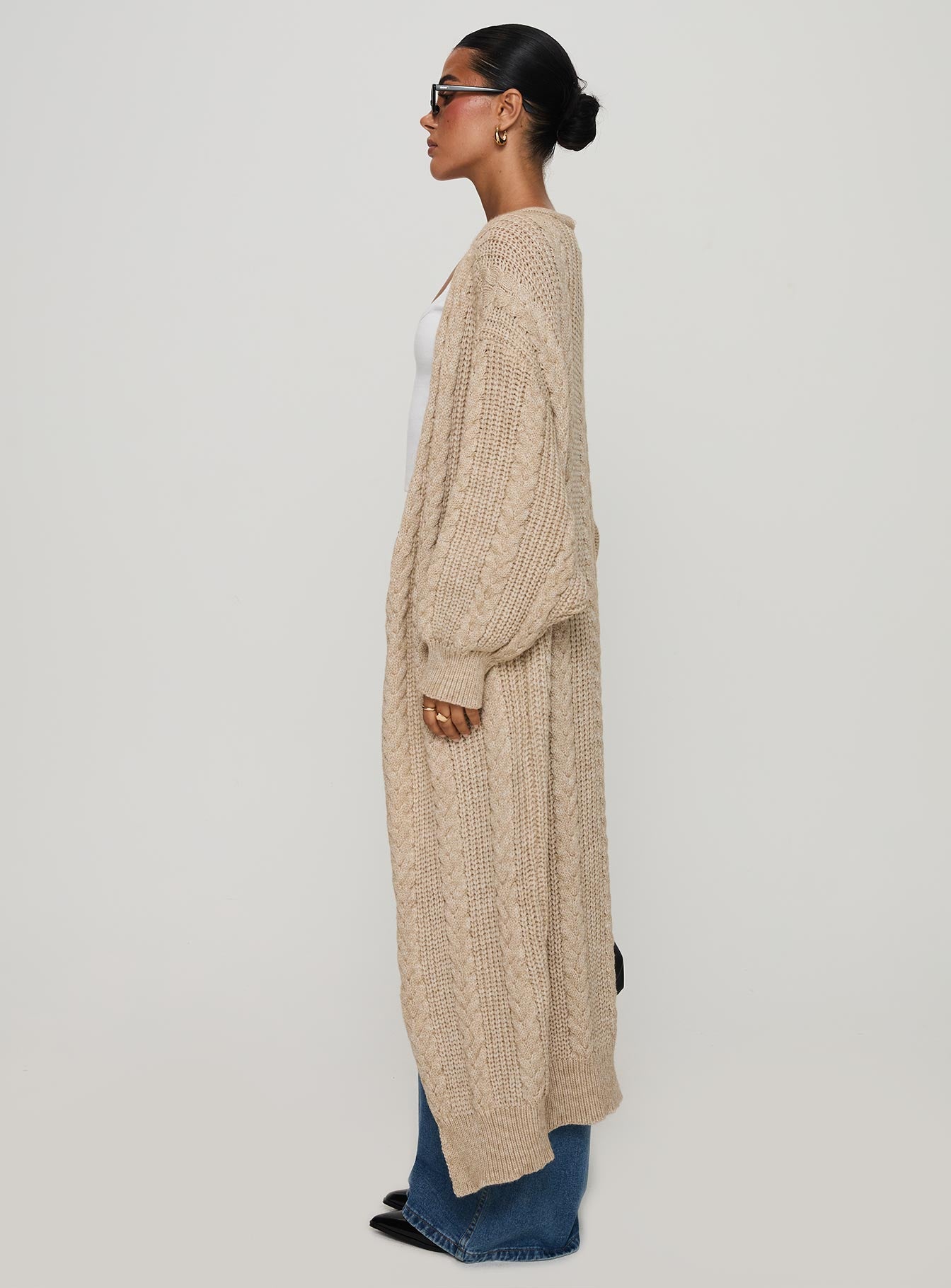 Orkid Cable Knit Cardigan Beige、mySite、solidvoid