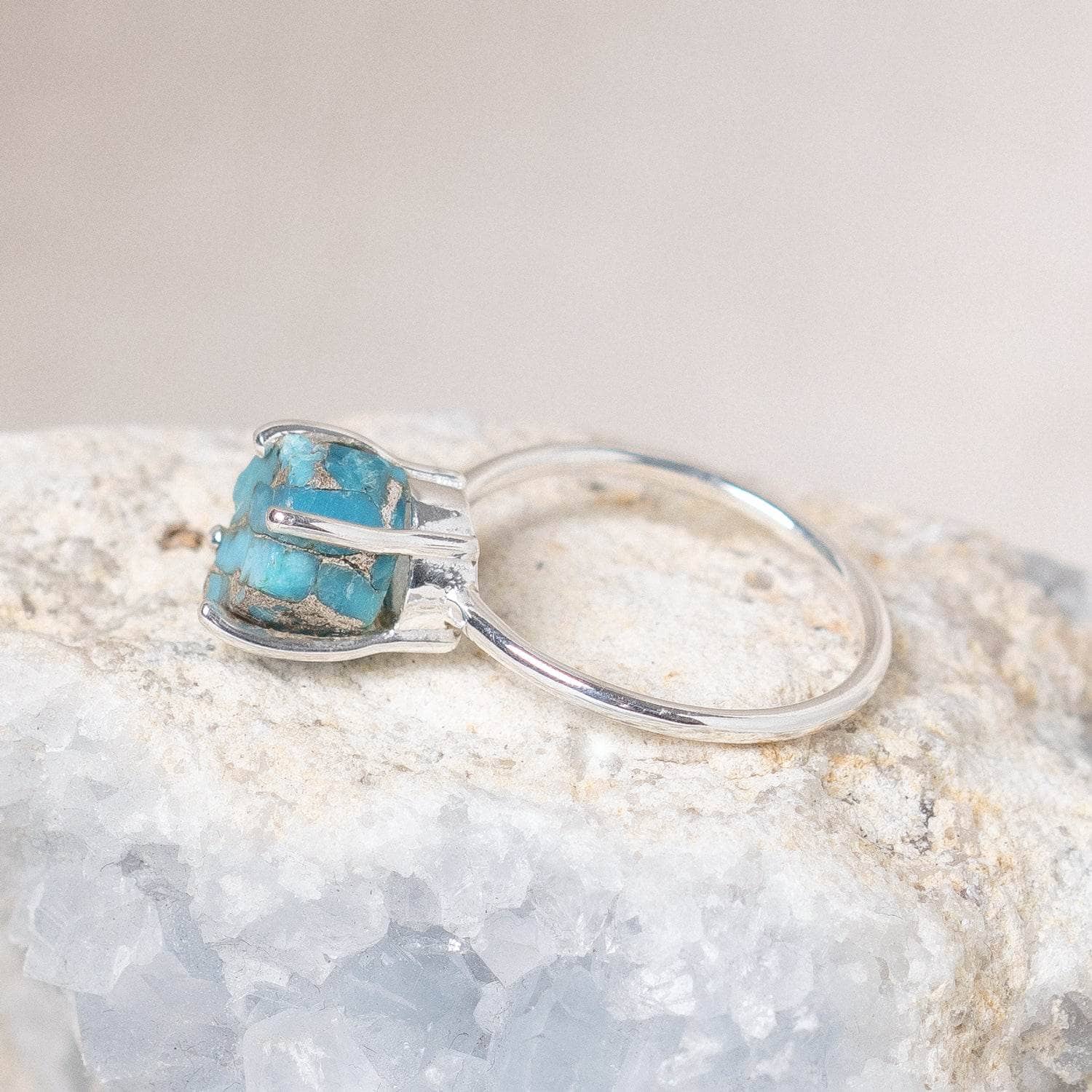 Natural Turquoise Raw Freeform Gold or Silver Ring、mySite、hinf8tx79