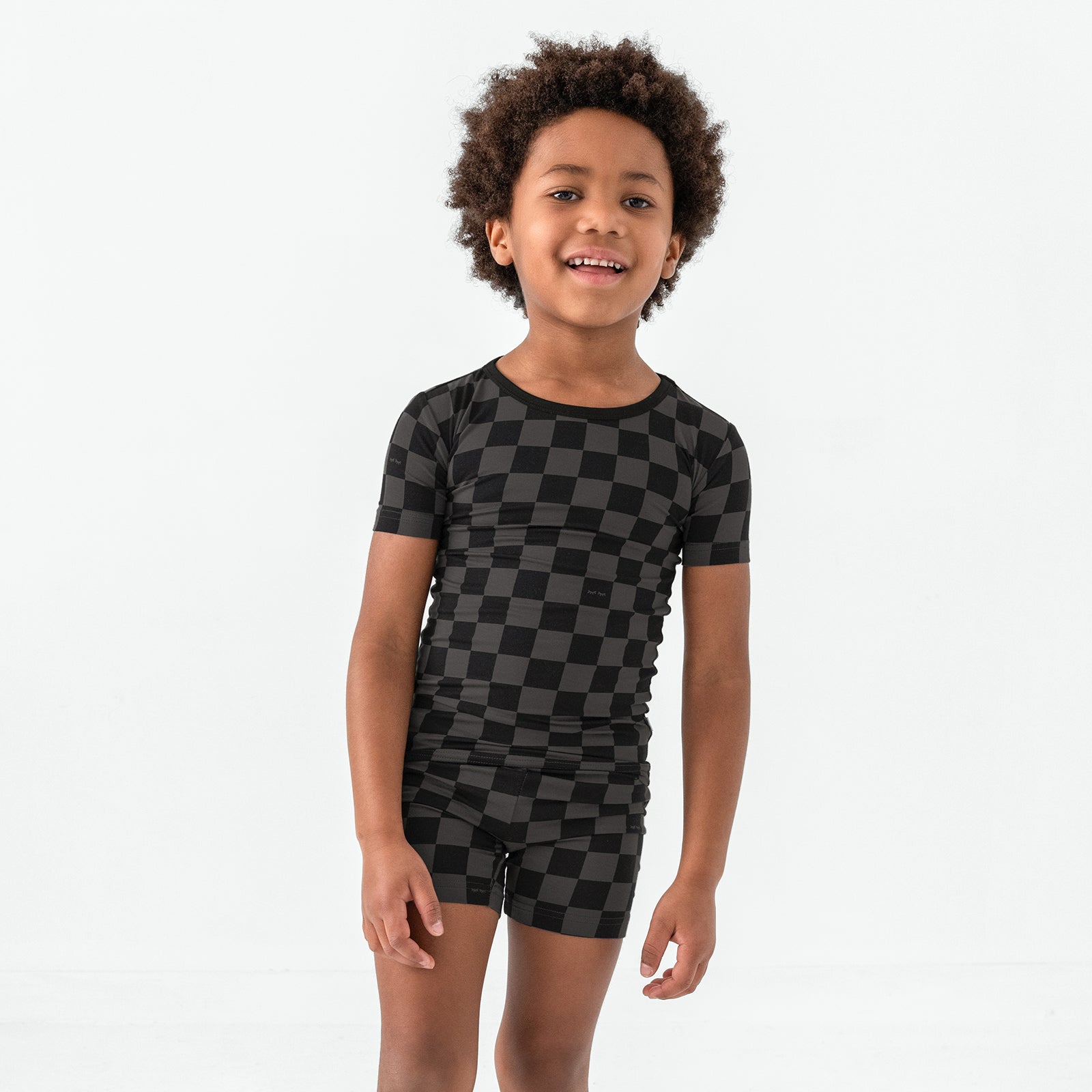  Monochrome Checks Two-Piece Short Sleeve & Shorts Pajama Set、mySite、layawaytickets