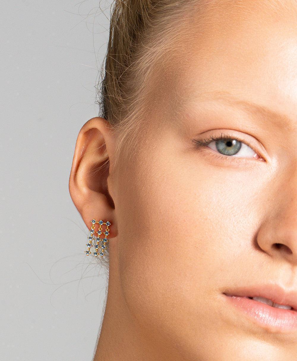 Mila Earrings Blue 18ct Gold Plated、mySite、botmansion