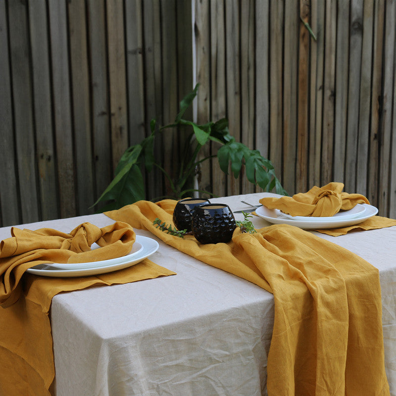 Pure Linen Table Mats | Set of 4 | Golden Yellow、mySite、camillekostekn