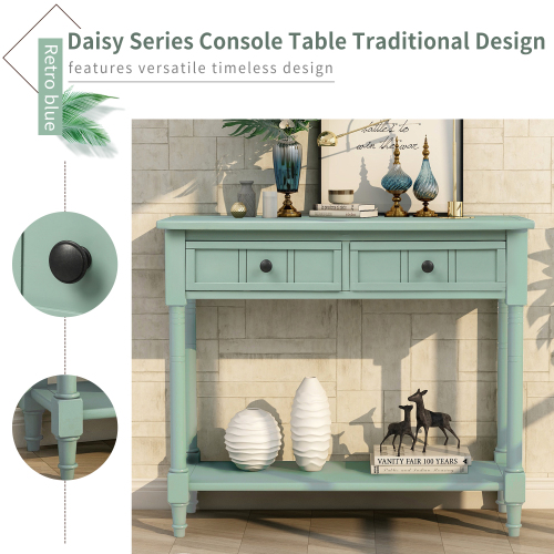 TREXM Daisy Series Console Table Traditional Design with Two Drawers and Bottom Shelf (Espresso)、、casual