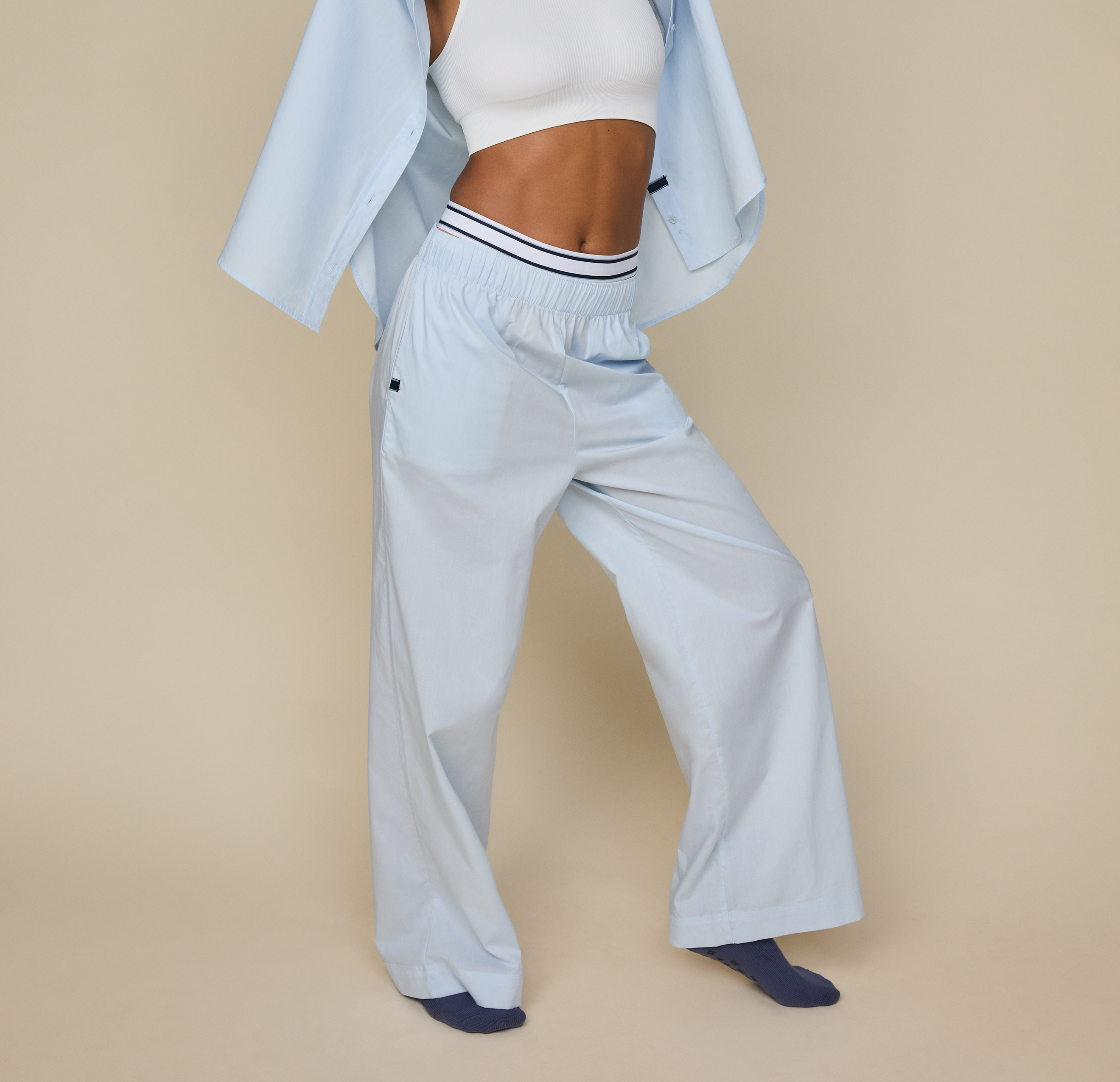 Classic Poplin Pajama Pants - Ice Blue、mySite、bengalsvssteelers