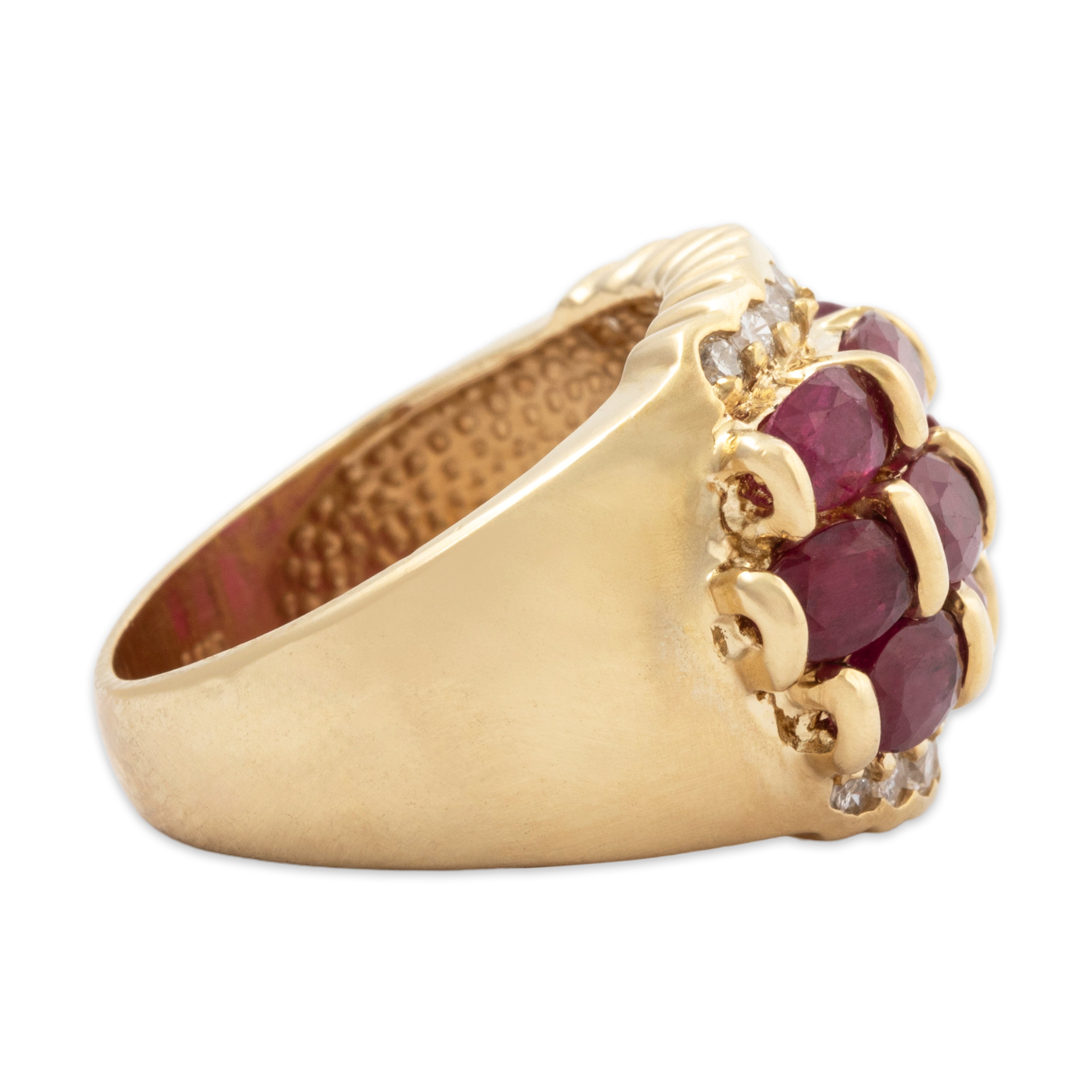 Vintage Heavy 14k Yellow Gold 2.6cttw Ruby .337cttw Diamond Wide Line Ring 5.25、mySite、hinf8tx79