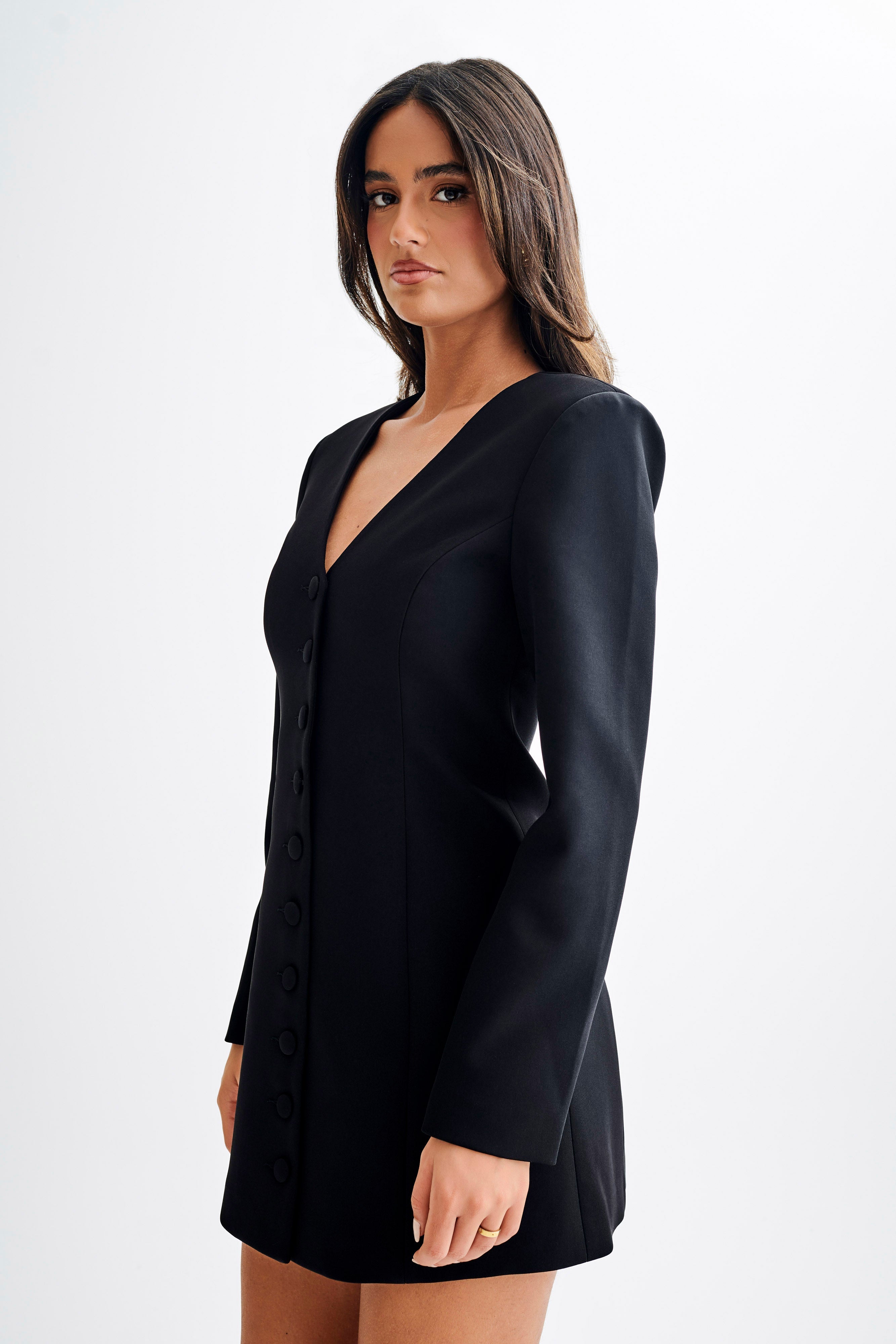 Hurley Long Sleeve Blazer Mini Dress - Black、mySite、solidvoid