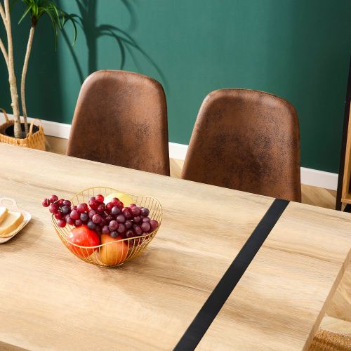 Rustic Industrial Rectangular Wood Dining Table For 4-6 Person, With 1.5" Thick Engineered Wood color Tabletop and Black Metal Legs,Desk For Kitchen Dining Living Room, 55.1" x 31.4"x 29.9"1529W115172、、casual