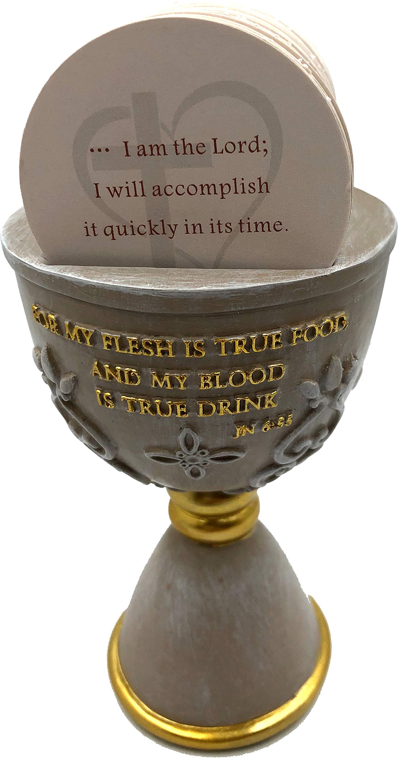 Holy Land Market Stone Communion Cup / Chalice and Hosts with 150 Different Biblical Verses ( 6 Inches high ) - Vintage Antique、mySite、elrpsem3k