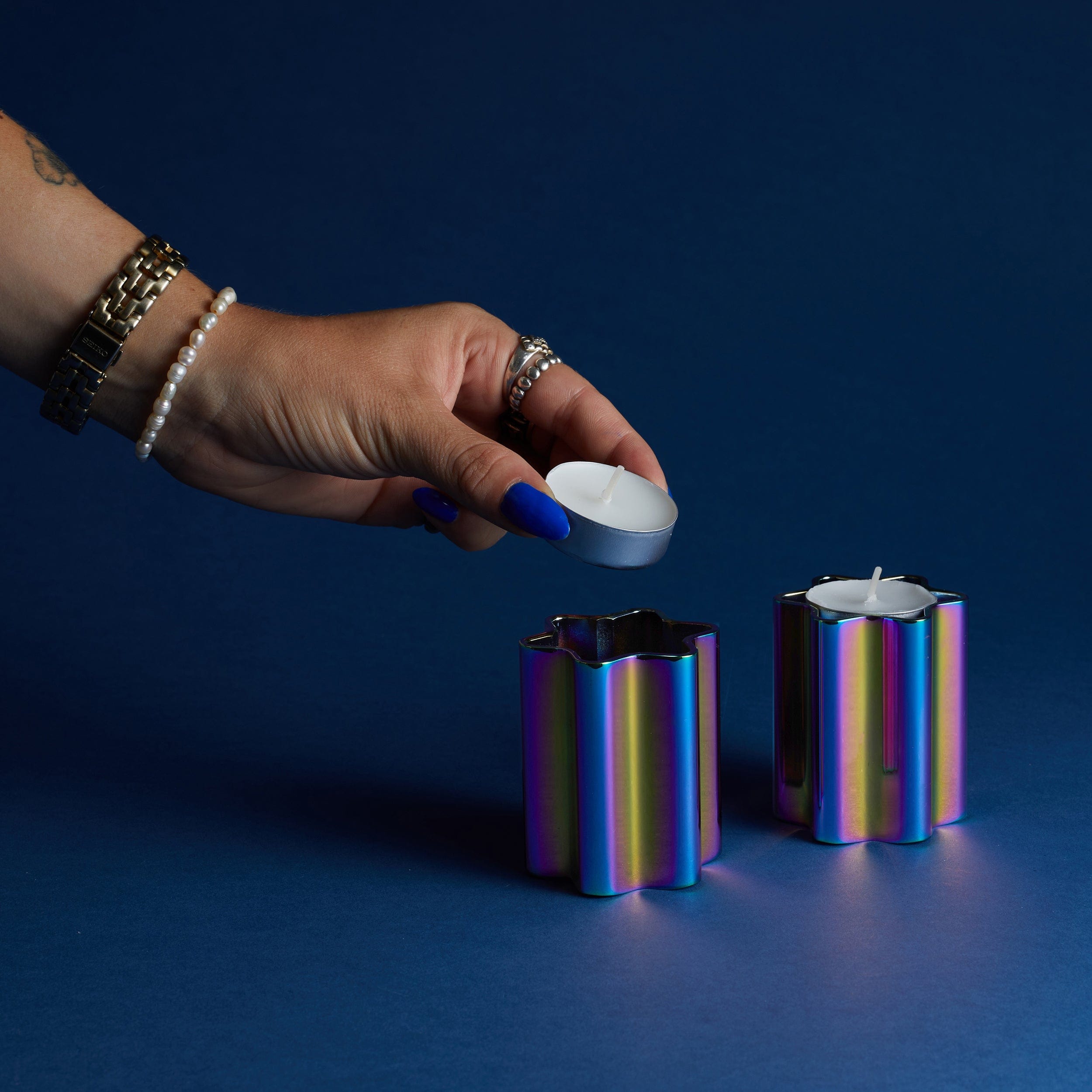 Modern Mensch Shabbat Candle Holders - Rainbow、mySite、topwebapps