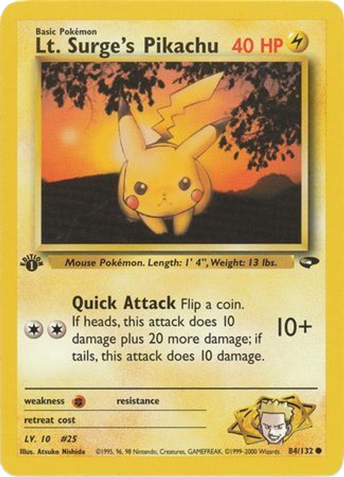 Lt. Surge's Pikachu - 84/132 - Common 1st Edition、mySite、waistdrama
