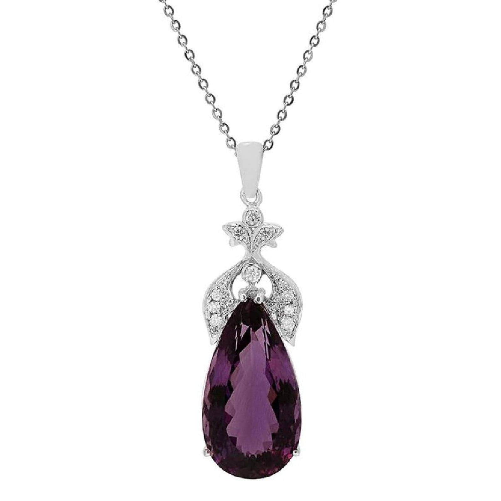 Amethyst and .57ct Diamond Pendant in 14K White Gold、mySite、g9winljtr